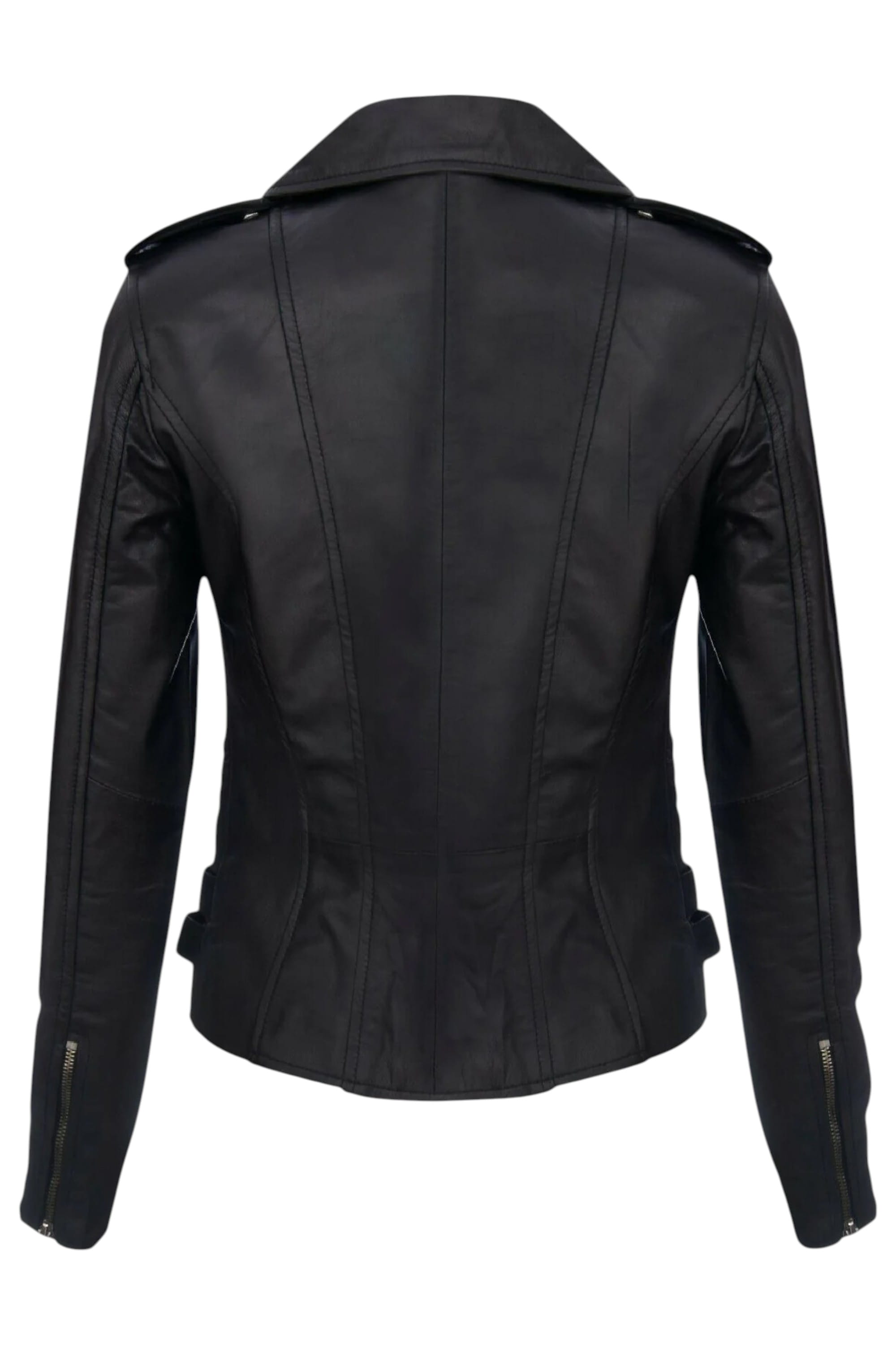 Black Leather Brando Biker Jacket-Loddon, Image 5 of 7