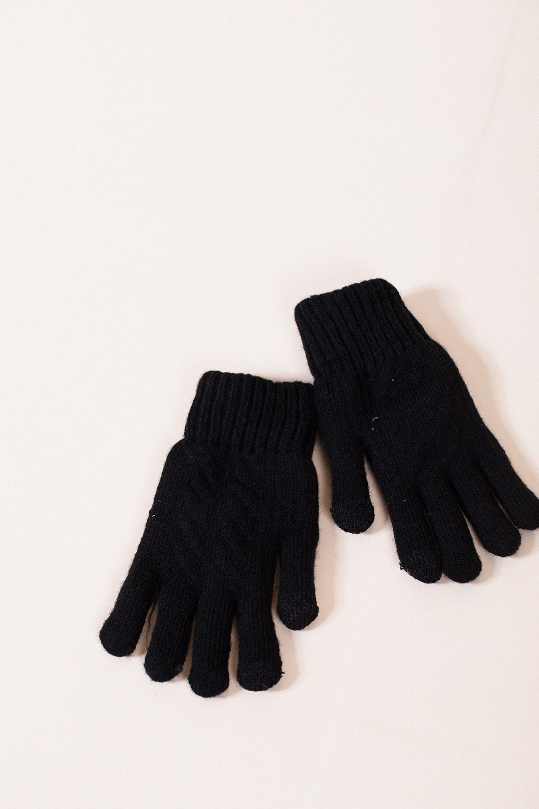 Black SVNX Black Touch Screen Cable Knit Gloves - Fleece Lined, Image 2 of 3