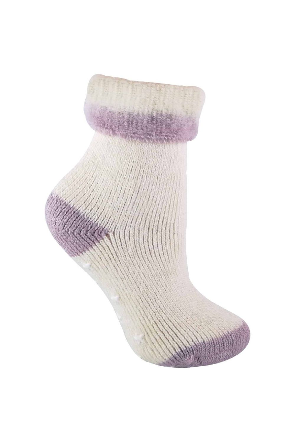 Purple 1 Pack Ladies Alpaca Wool Slipper Bed Socks with Star Grips, Image 1 of 4
