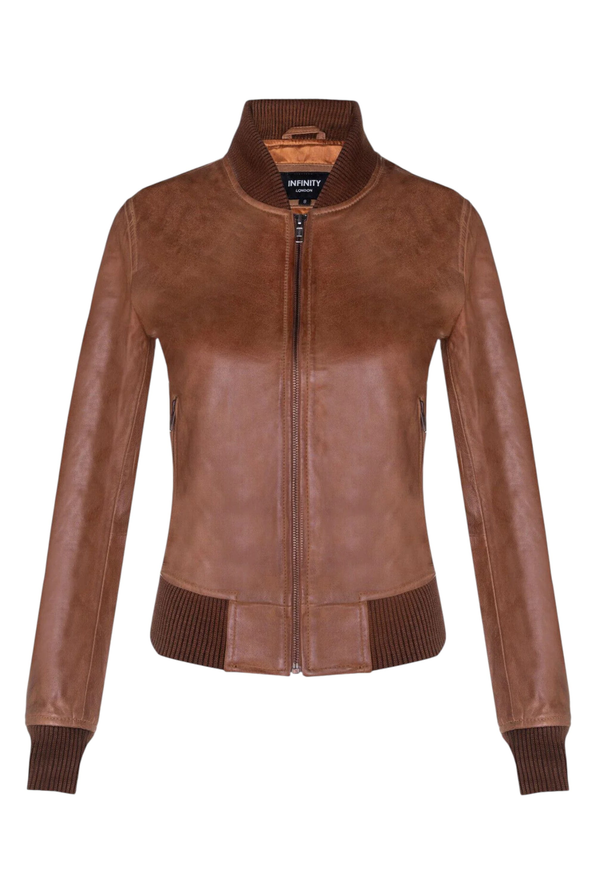 Tan MA-1 Leather Bomber Jacket-Abbotsford, Image 2 of 5