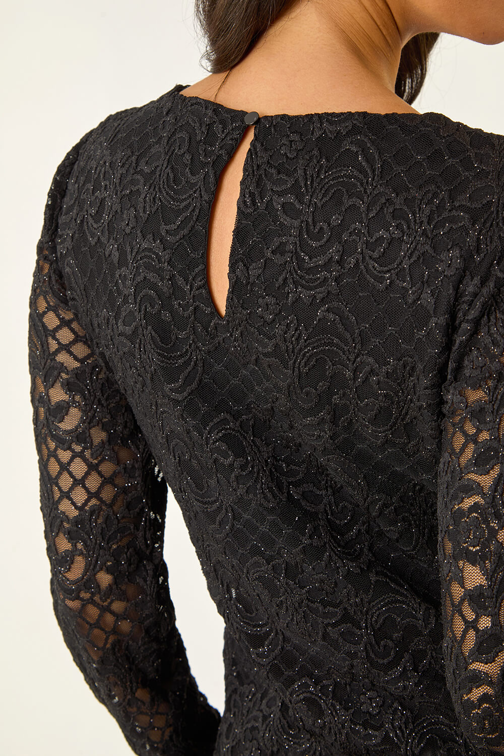 Black Dusk Baroque Lace Stretch Top, Image 6 of 5