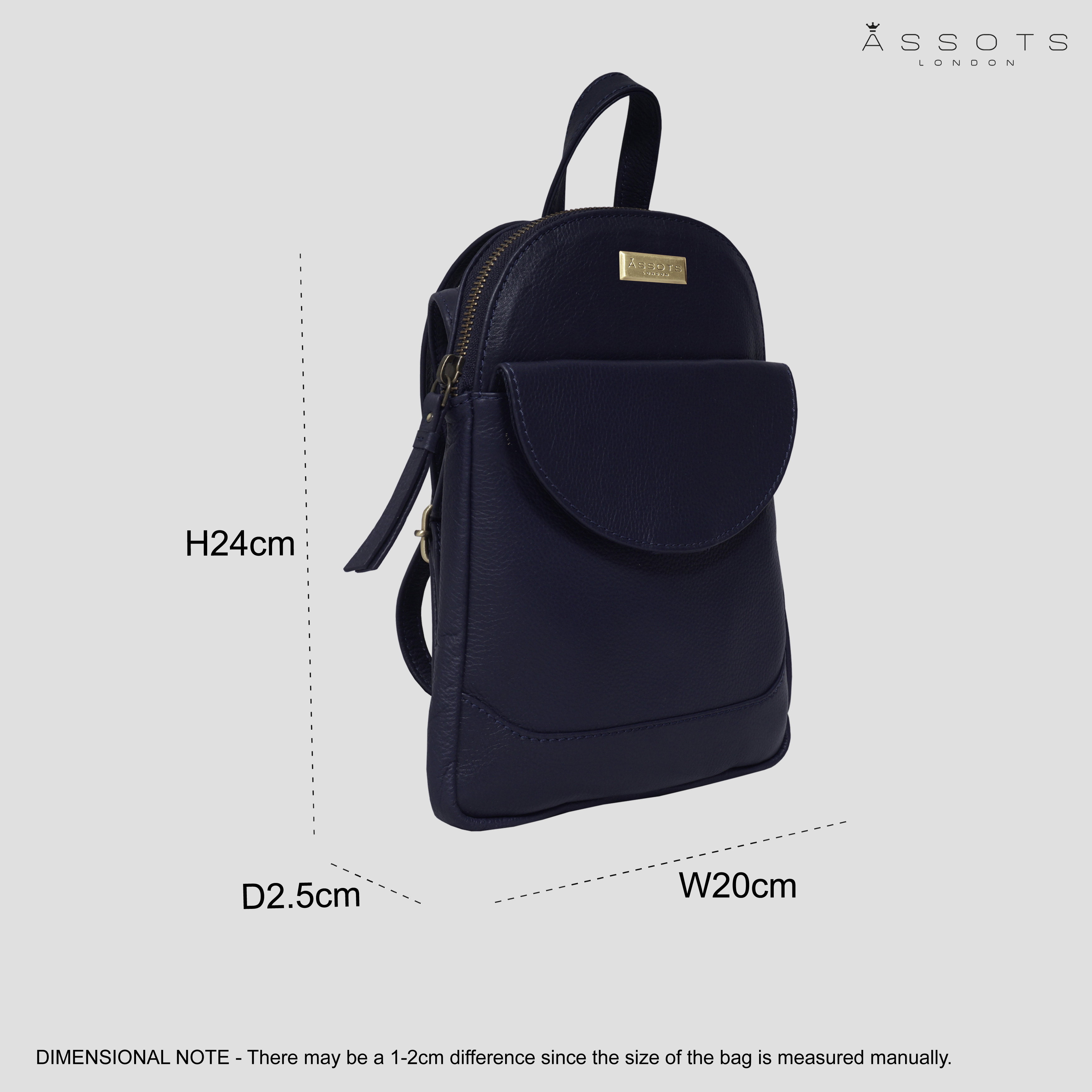 Navy Assots London Navy 'GEORGE' Pebble Grain Mini Leather Backpack, Image 6 of 6