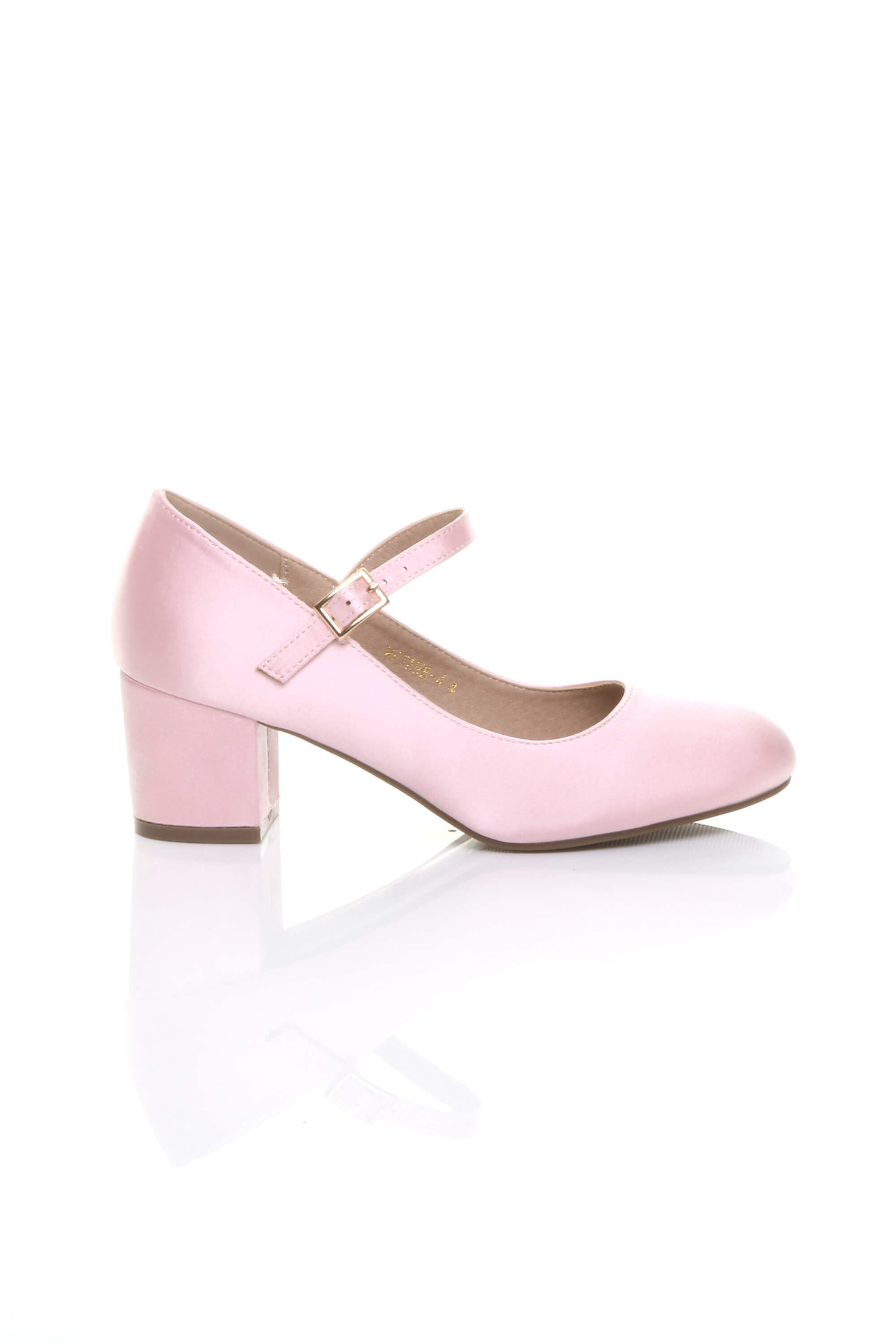 Light Pink AJVANI Light Pink Mid Block Heel Mary Jane Court Shoes, Image 2 of 4