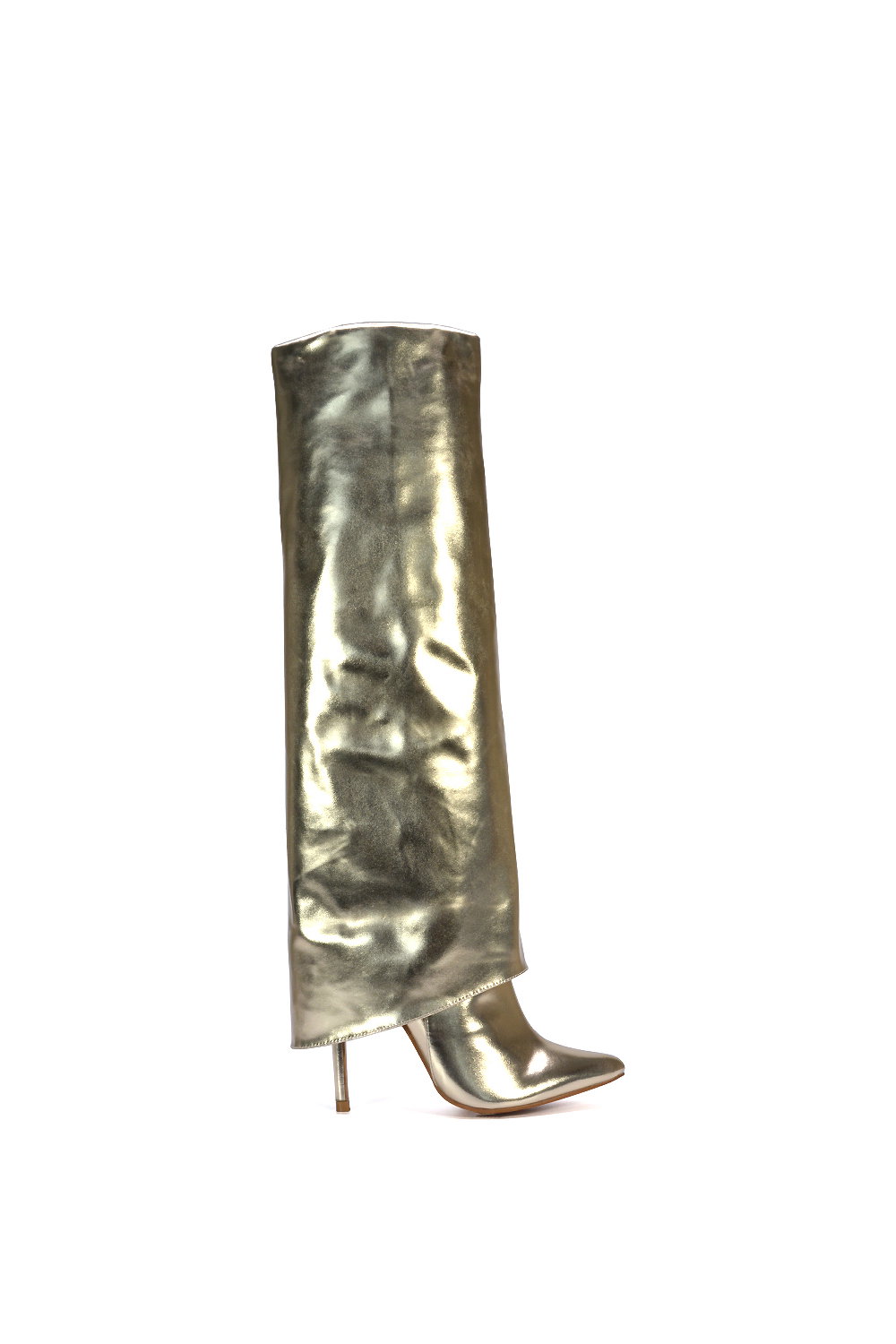 Black 'Shauna' Foldover Knee High Boots With Stiletto Heel