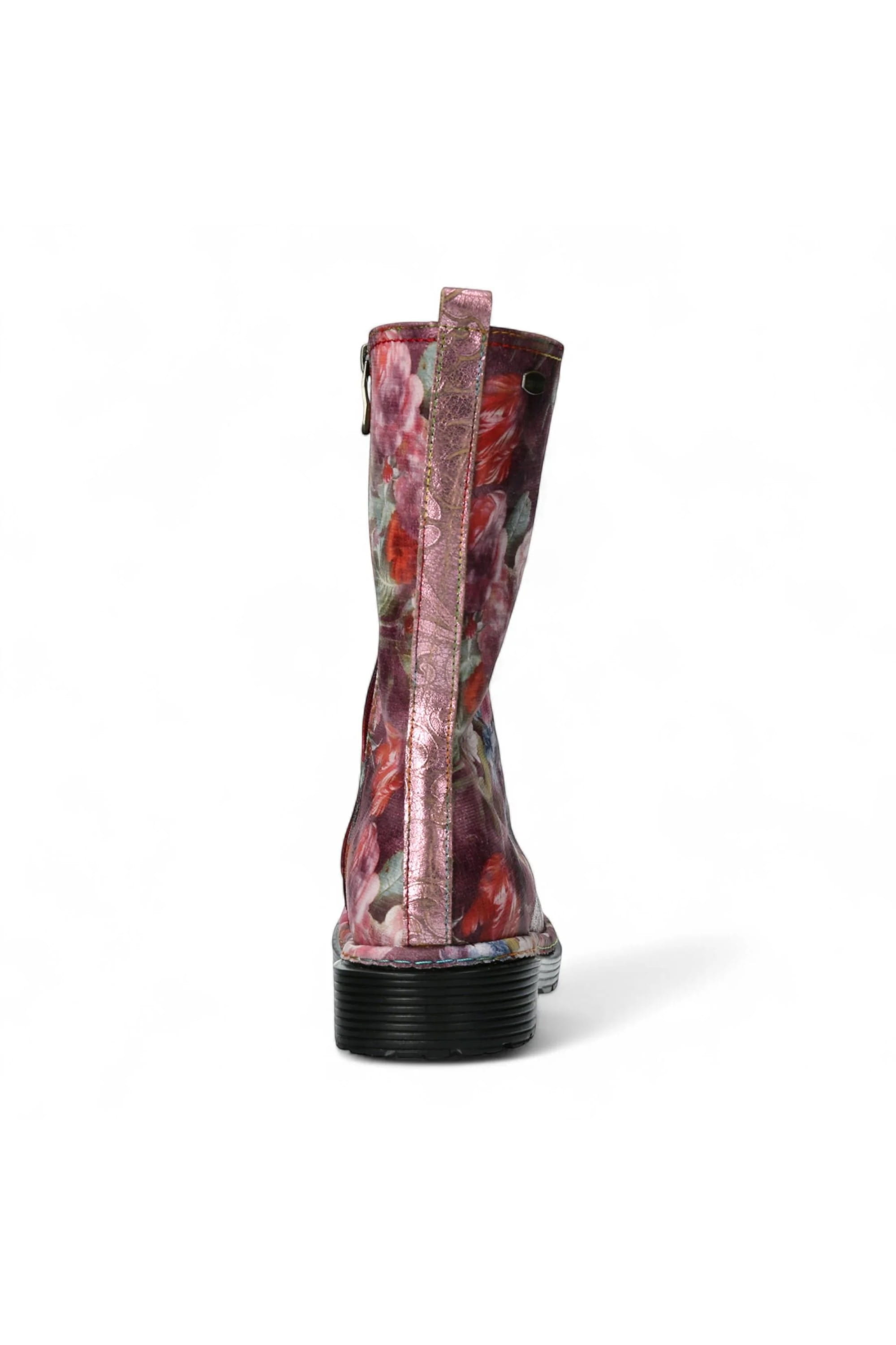 Red Womens Leather Gothic High Boots -INCASO, Image 6 of 7