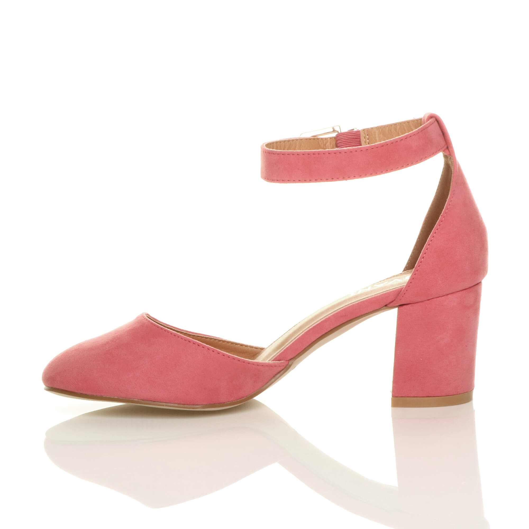 Coral AJVANI Coral Mid Block Heel Ankle Strap 2 Part Heels, Image 3 of 6