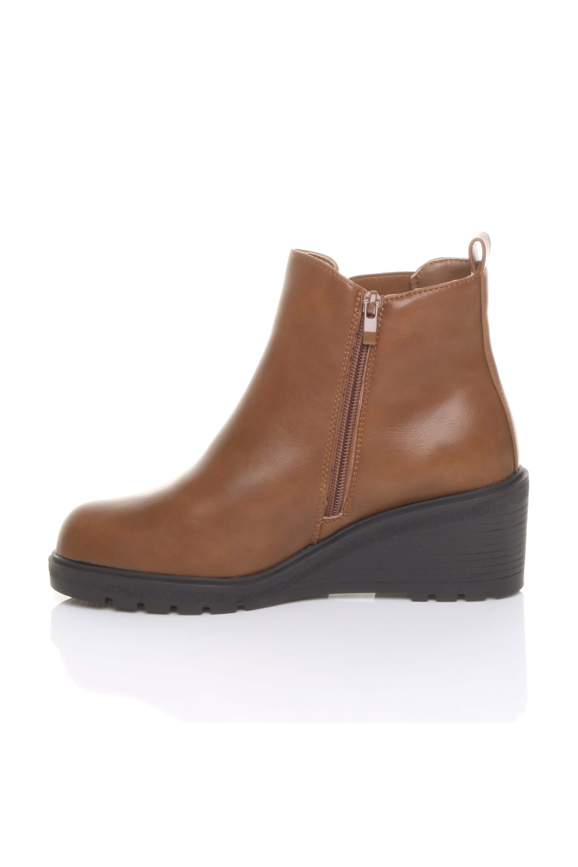 Camel AJVANI Camel High Wedge Heel Ankle Chelsea Boots, Image 3 of 6