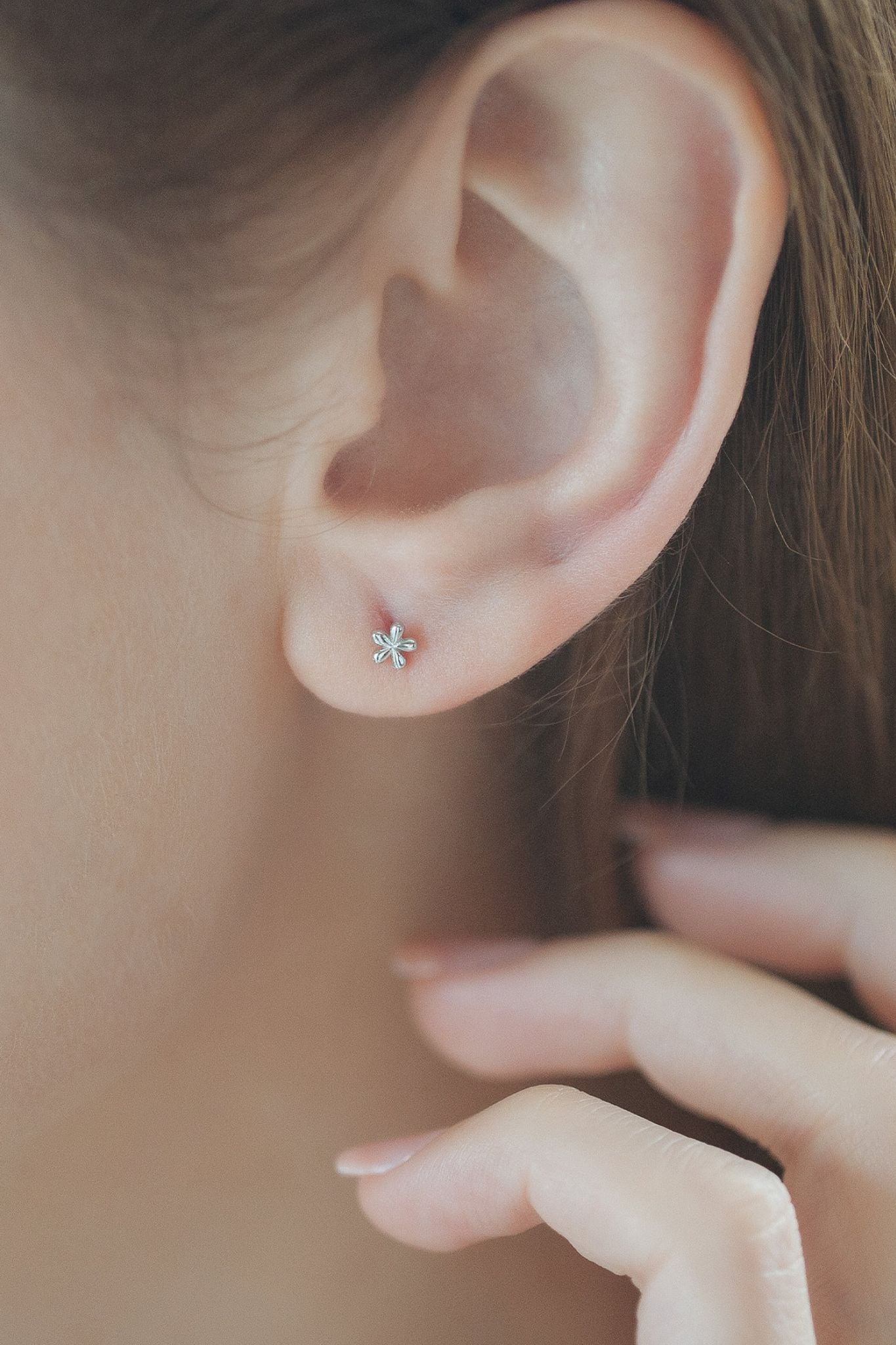 Rose Gold Mia Gioielli Rose Gold Sterling Silver Dainty Flower Studs, Image 2 of 3