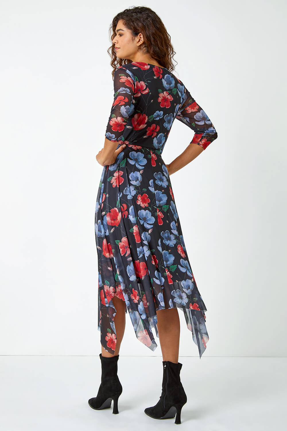 Red Mesh Sleeve Midi Dress With Stretch For Any Event Flattering Evening Look Perfect For Nights Out