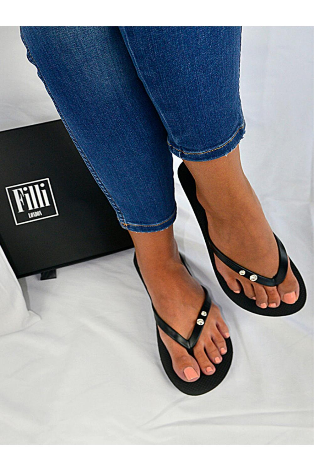 Black Crystal Diamond Luxury Flip Flops, Image 3 of 4