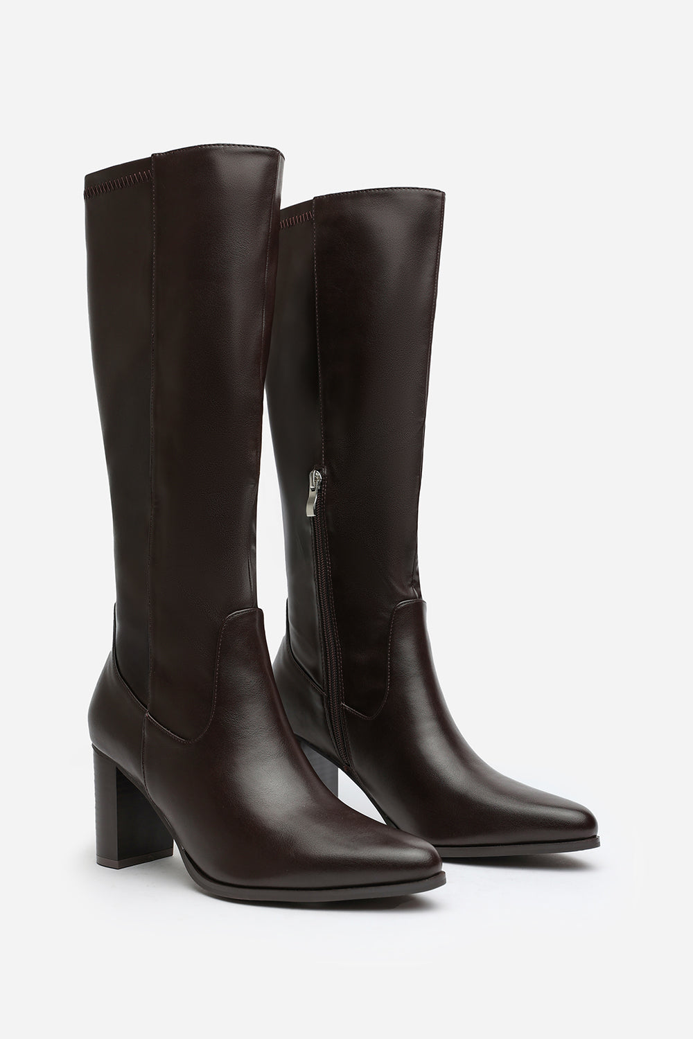 Dark Brown 'Ainsley' Block Heel Knee High Boots, Image 3 of 6