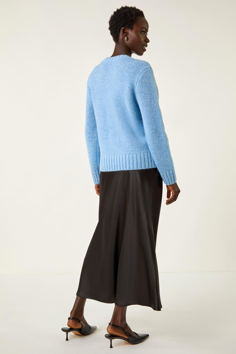 Blue Sparkly Crew Neck Knit Jumper, Image 4 of 5