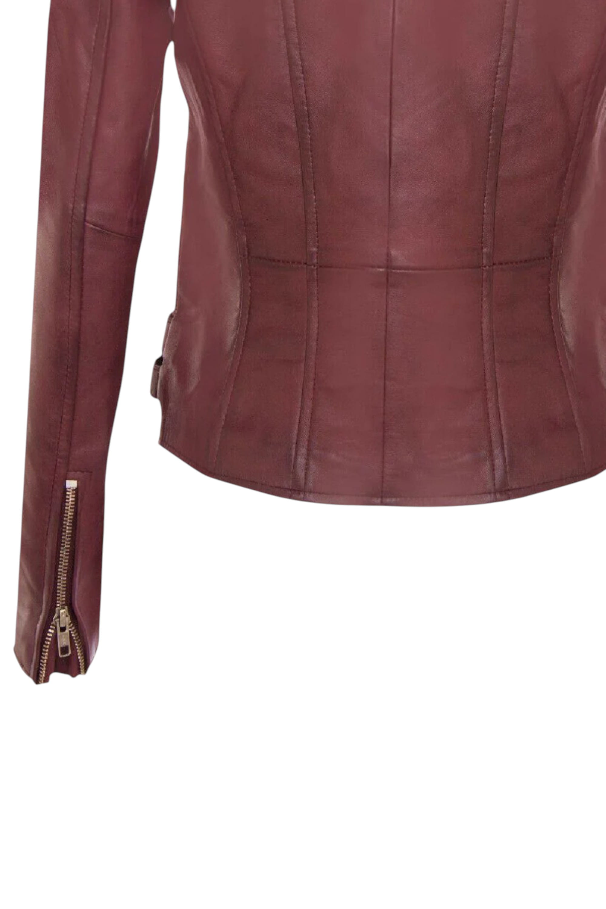 Burgundy Leather Brando Biker Jacket-Loddon, Image 6 of 6