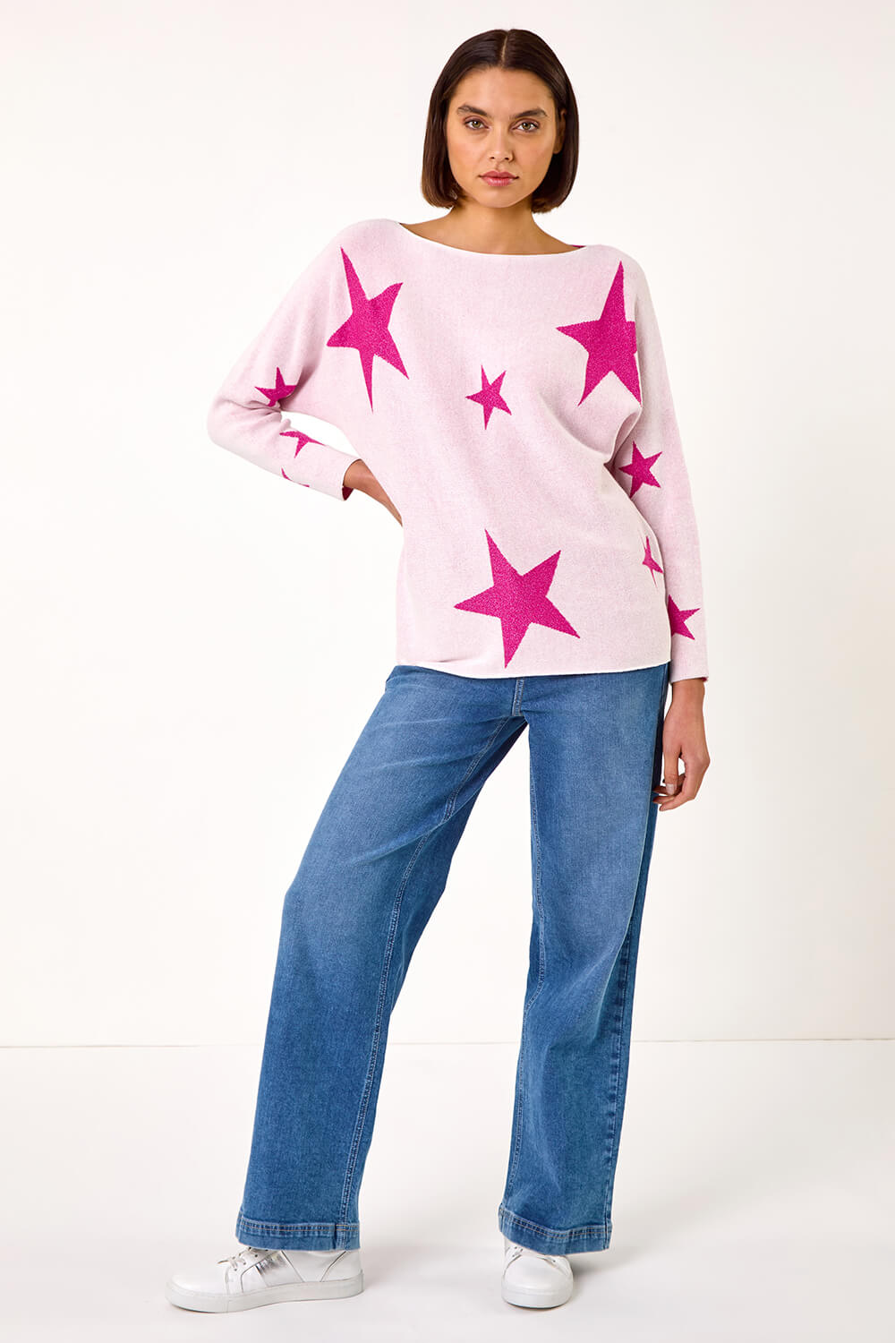 Light Pink Star Jacquard Jumper, Image 4 of 5