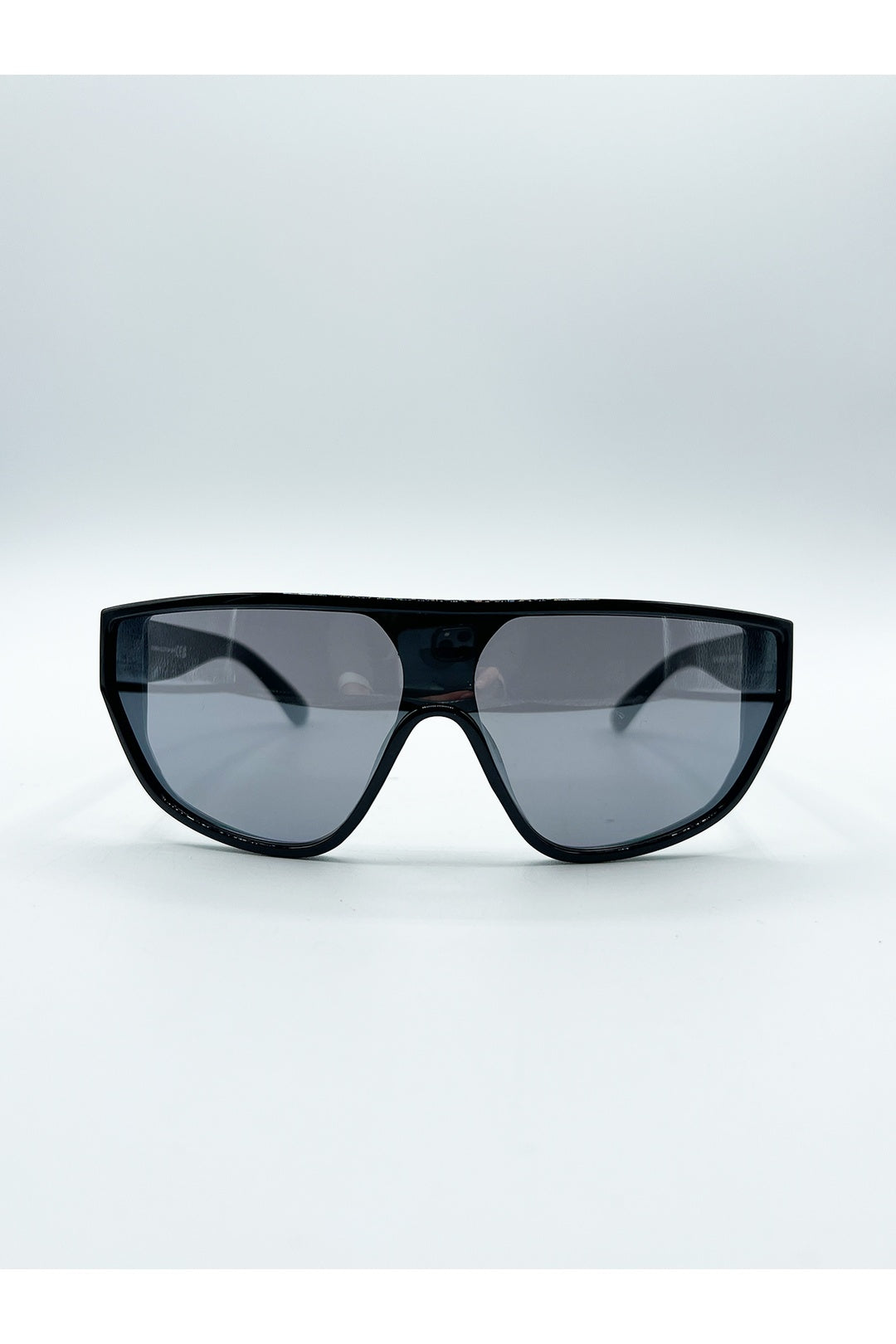 Black Smoke Shield Sunglasses In Black, Image 1 of 4