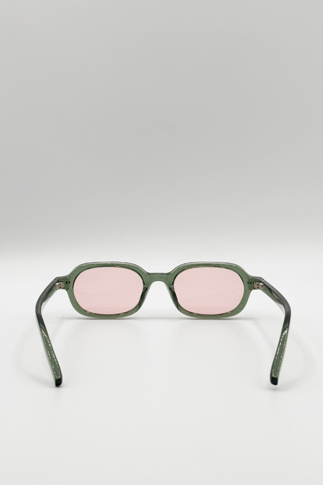 Green SVNX Green Retro Rounded Square Sunglasses In Green Pink, Image 4 of 4