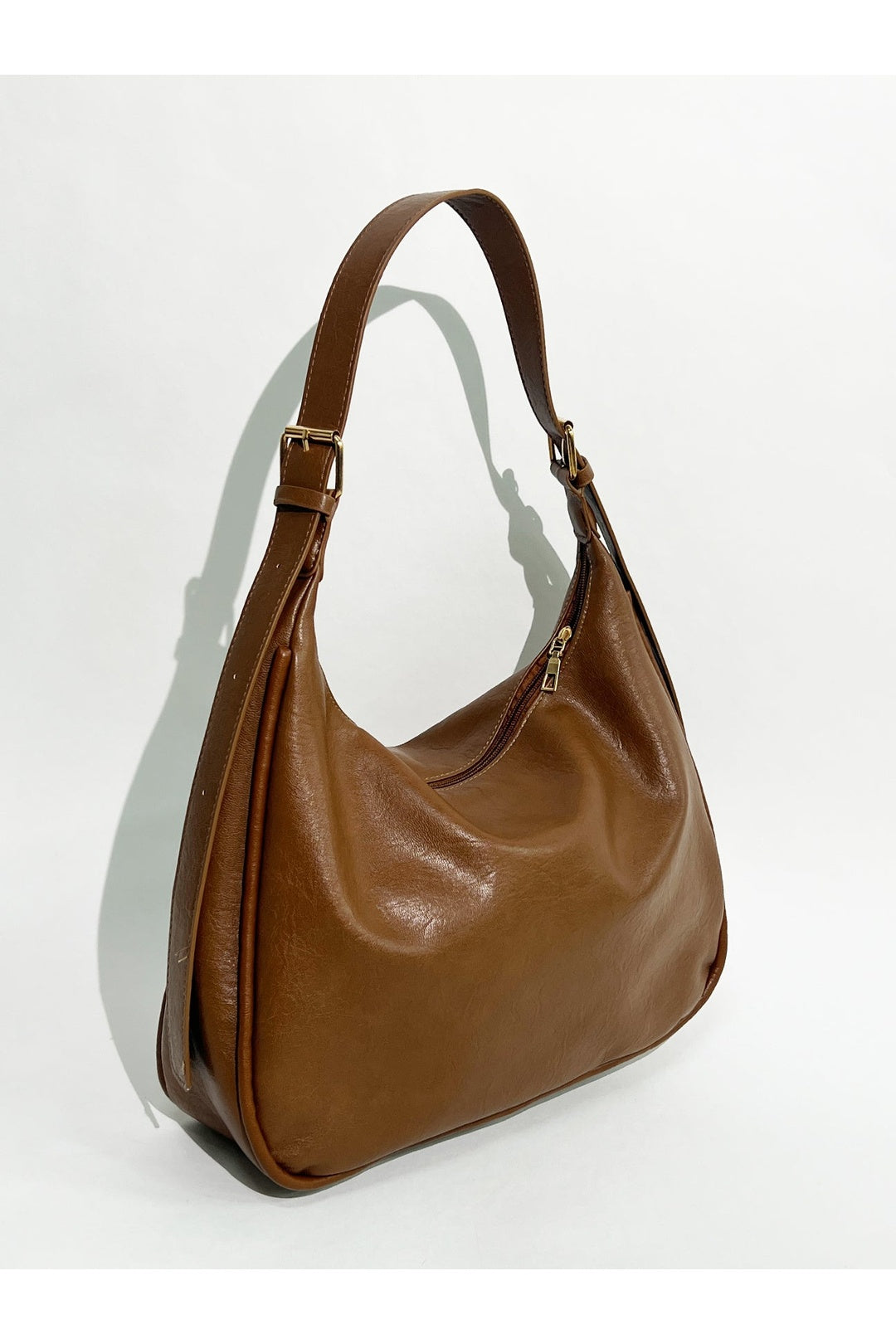 Tan Faux Leather Hobo Bag, Image 4 of 4