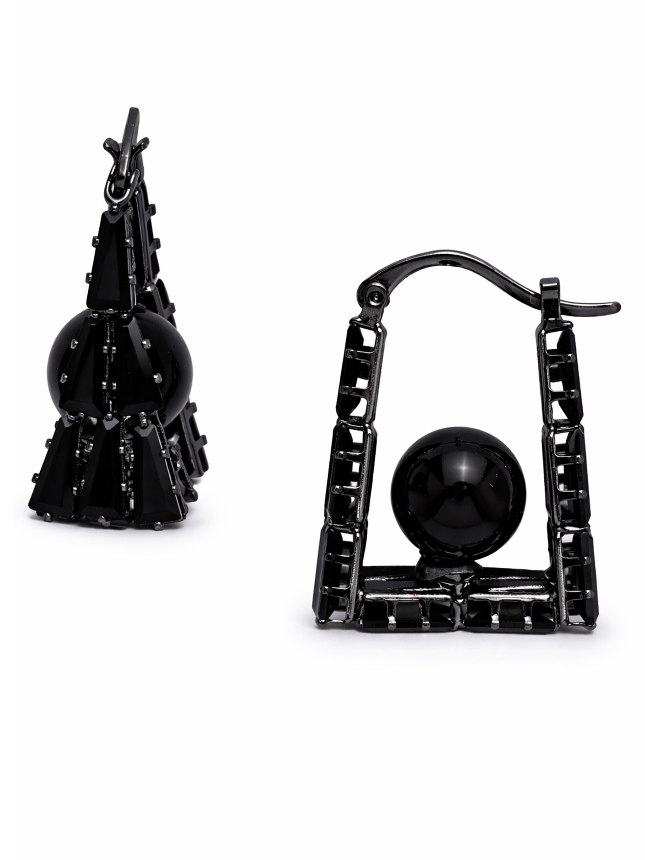 Black Geometric Frame Drop Earrings