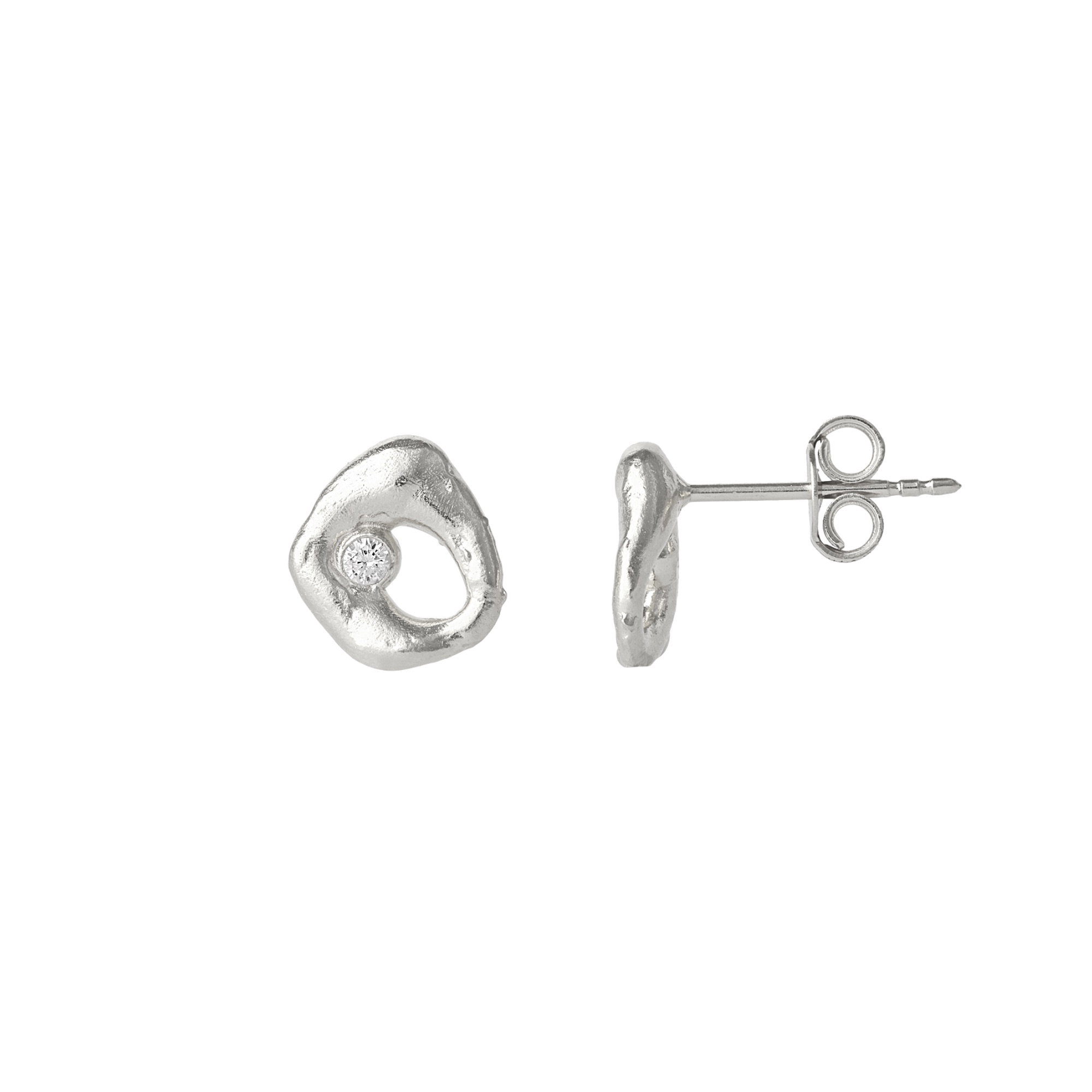 Silver Dripping Molten Natural Textured Sterling Silver Authentic Earring, Image 1 of 4