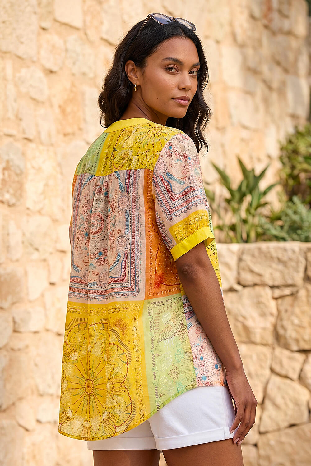 Yellow Patchwork Print Top, Image 4 of 4