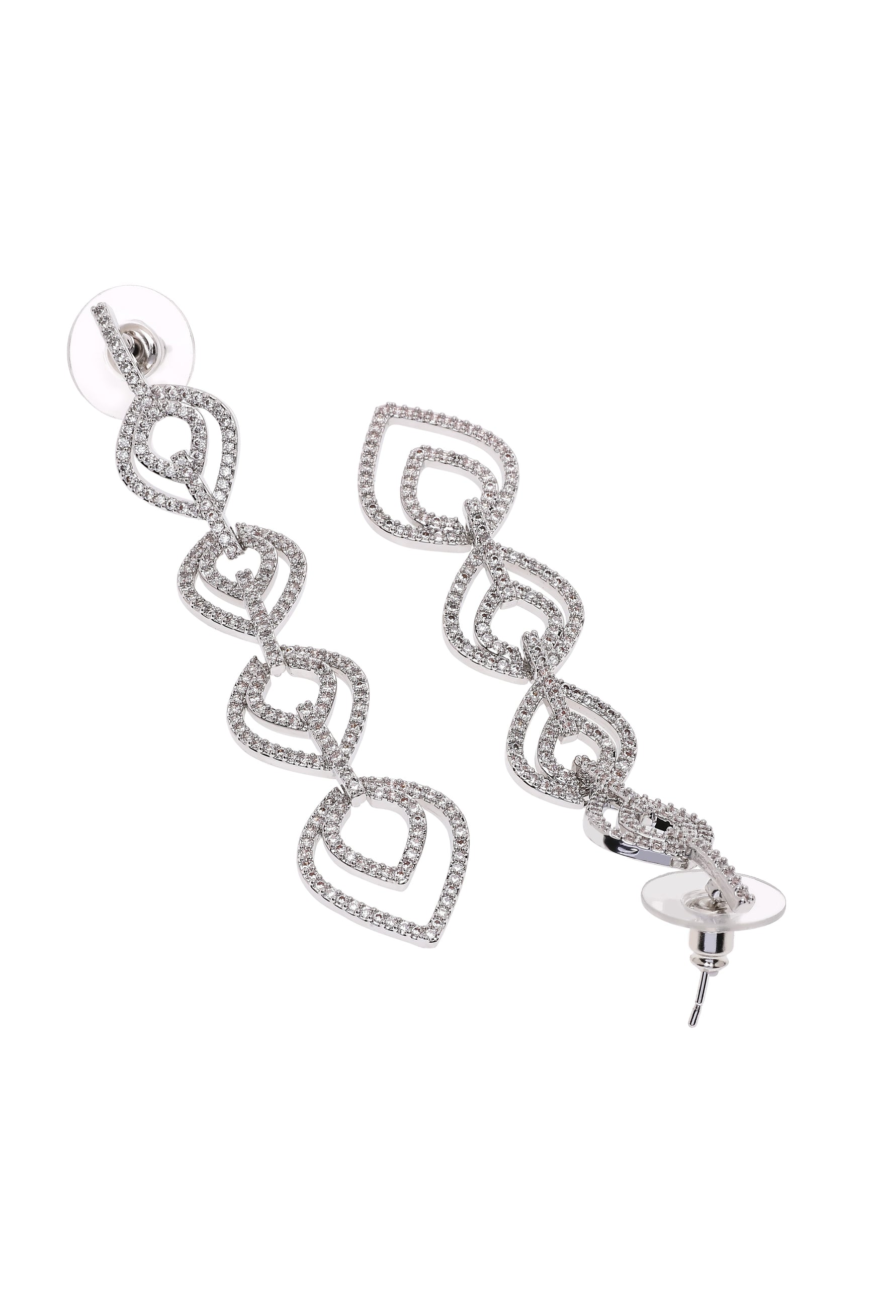 Silver Silver Colored Teardrop Dangle Earrings, Image 3 of 3