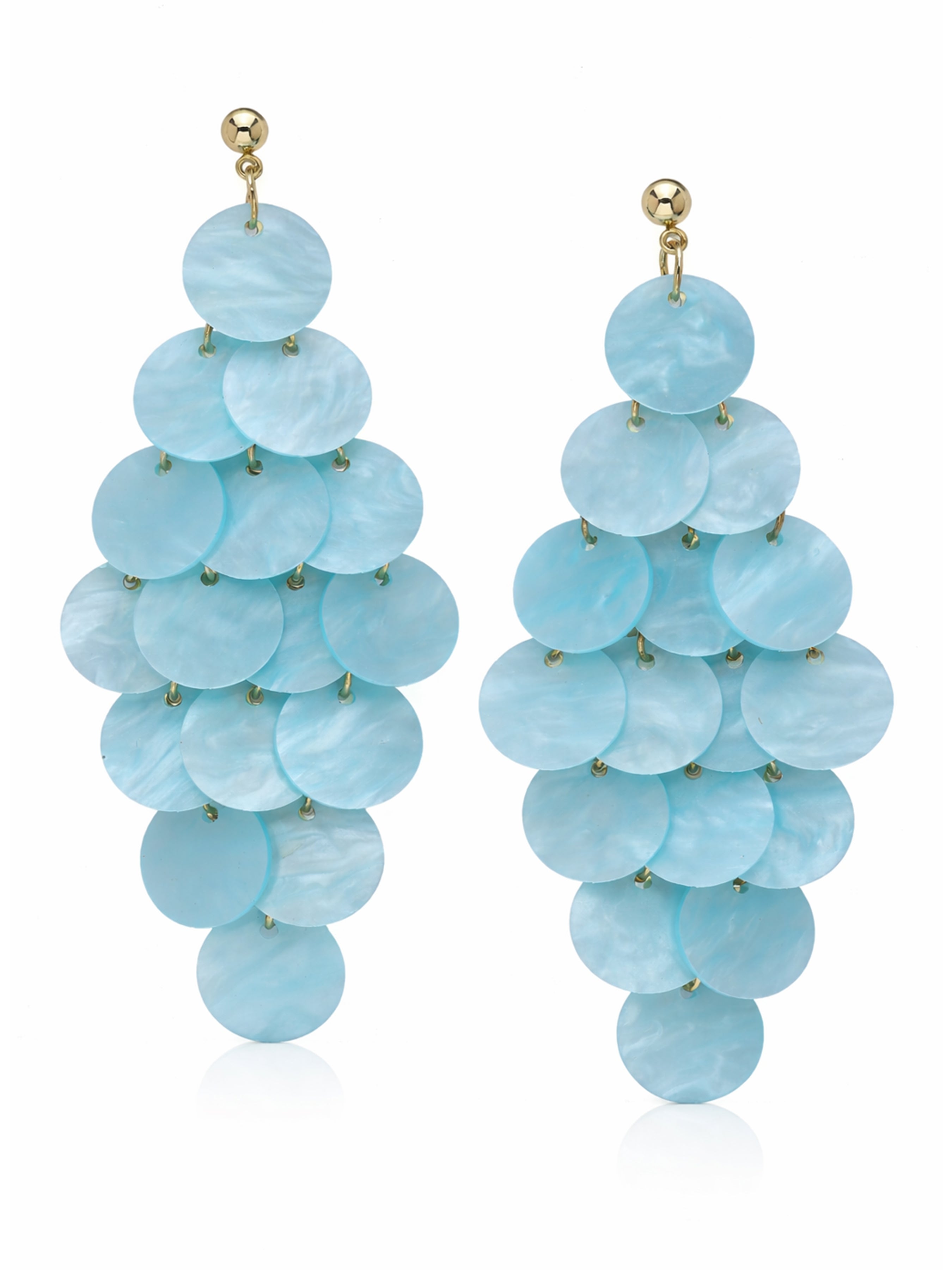 Pink Natural Shell Disc Cascade Drop Earrings