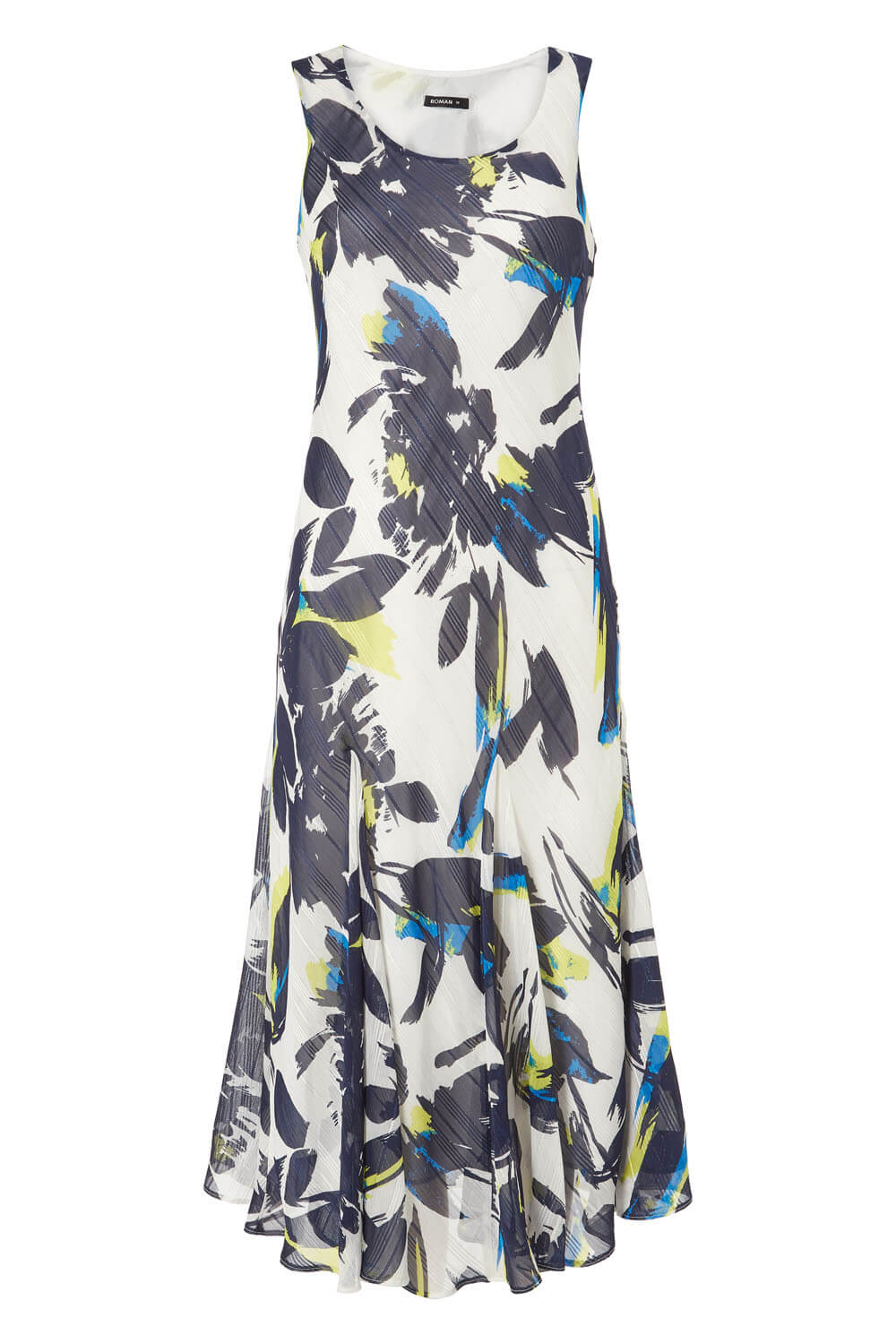 Navy Floral Bias Cut Midi Dress, Image 6 of 5