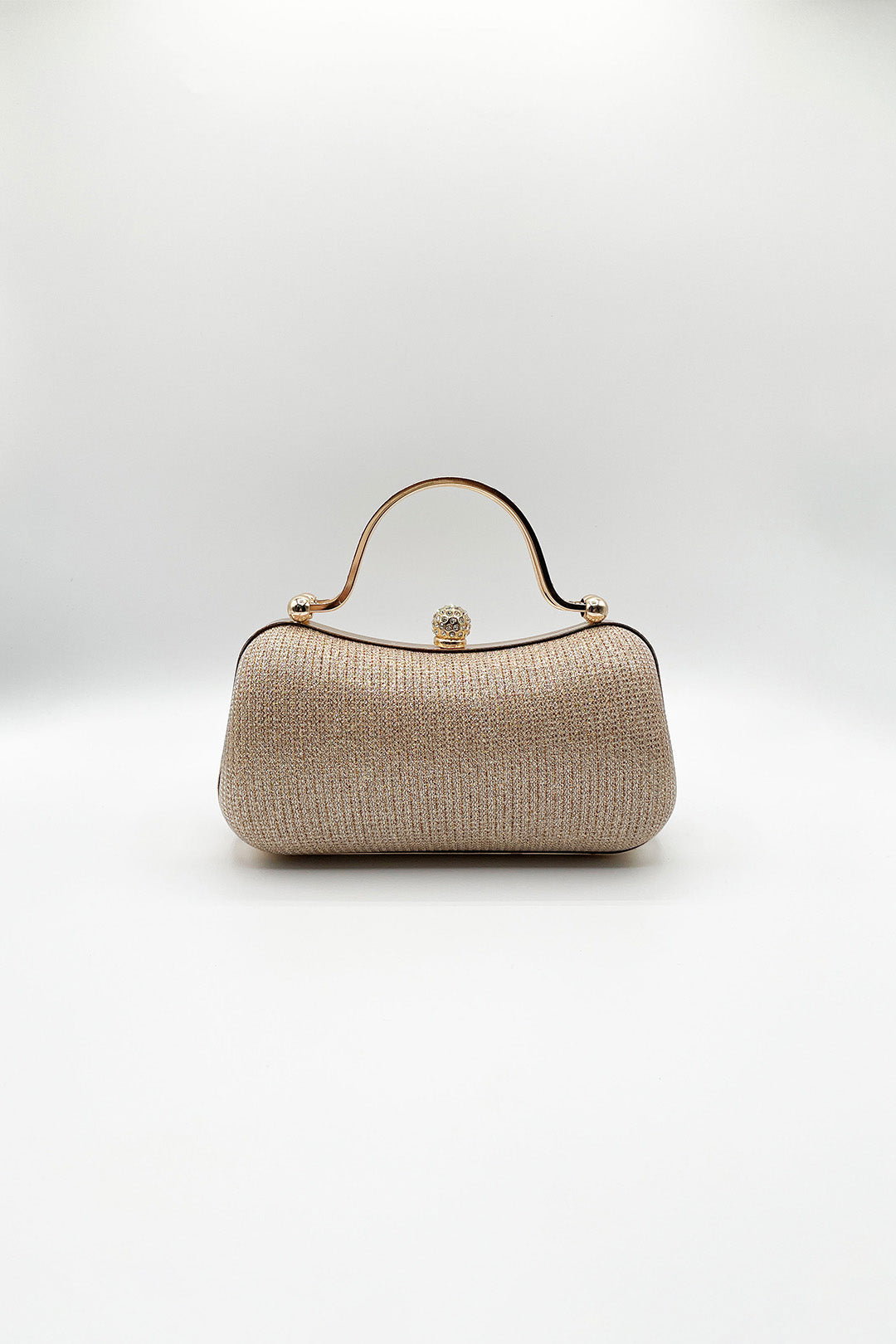 Gold Diamonte Handle Glitter Clutch Bag with Chain Strap, Image 4 of 5
