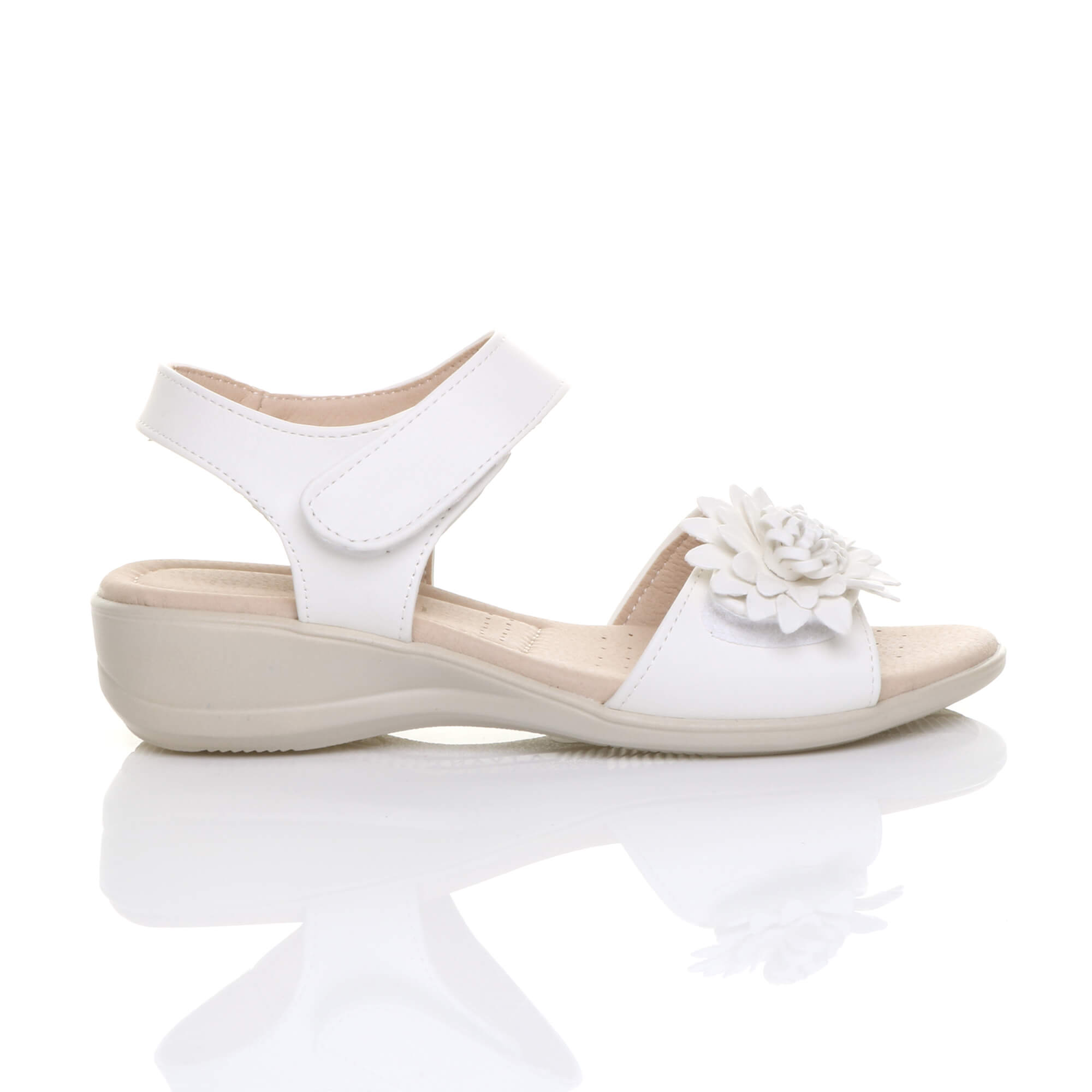 White AJVANI White Comfort Touch Close Sandals, Image 2 of 6