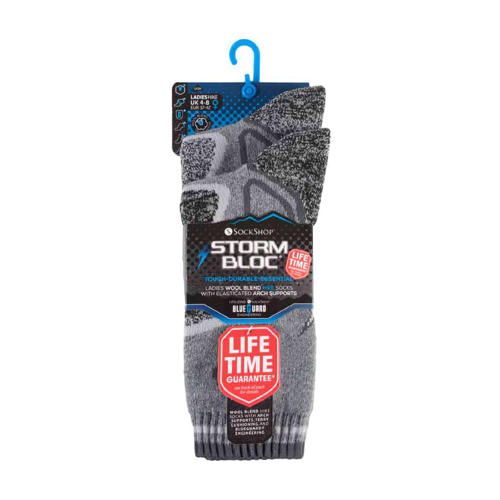 Grey 2 Pack Durable Wool Hiking Socks, Image 3 of 3