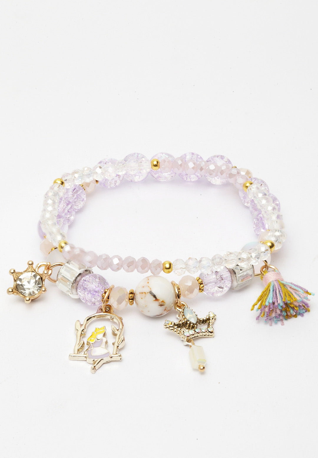 Purple Double String Boho Bracelets With Tassel And Charms
