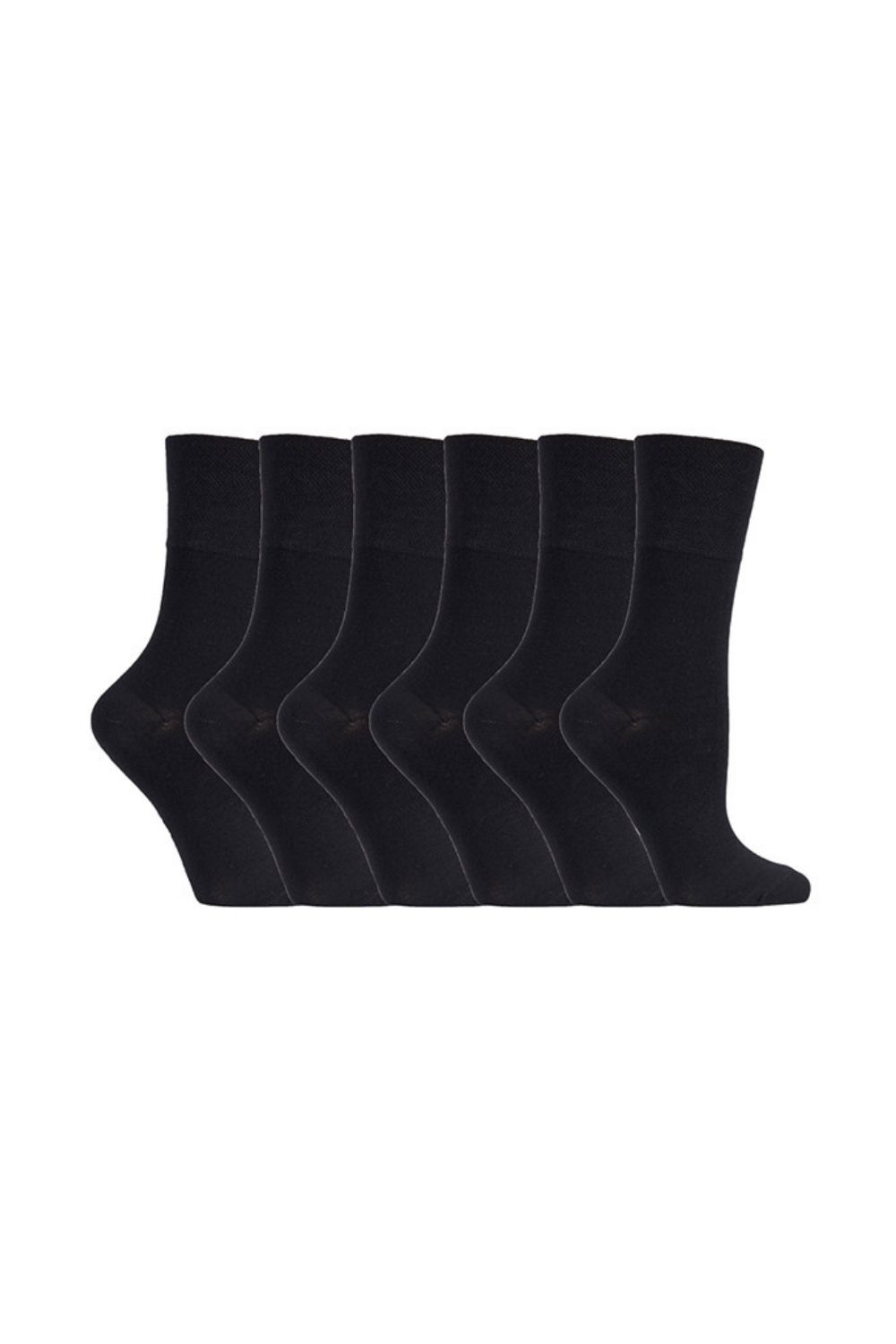 Black 6 Pack Non Elastic Loose Top Bamboo Socks, Image 1 of 5