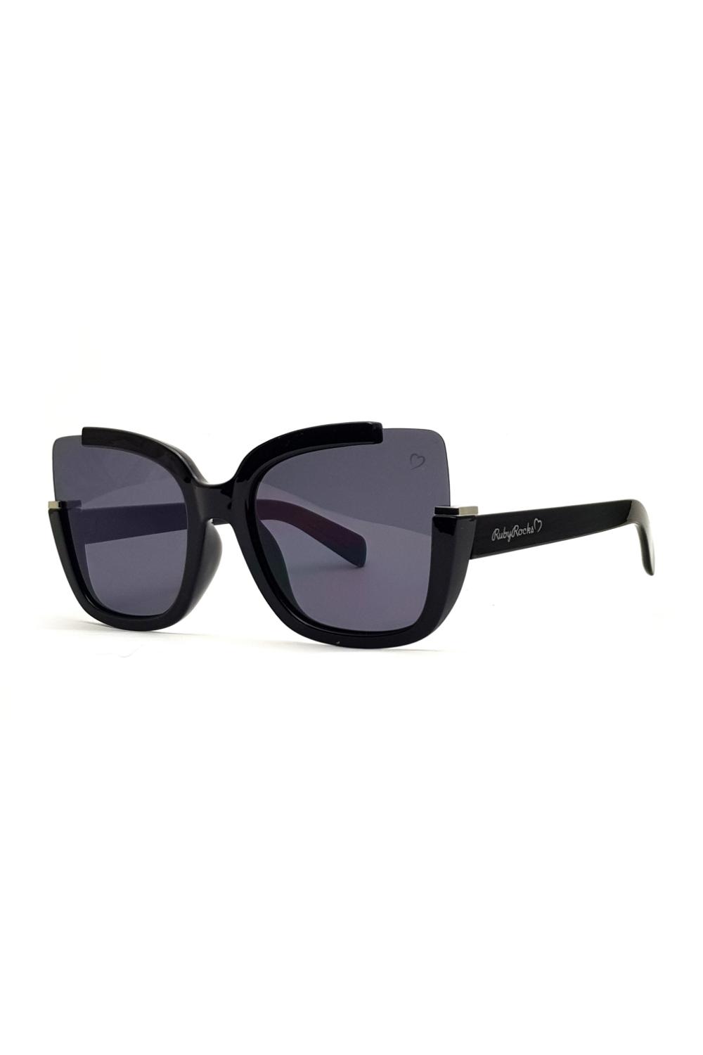 Black Ruby Rocks 'Elizabeth' Square Sunglasses In Black, Image 1 of 2