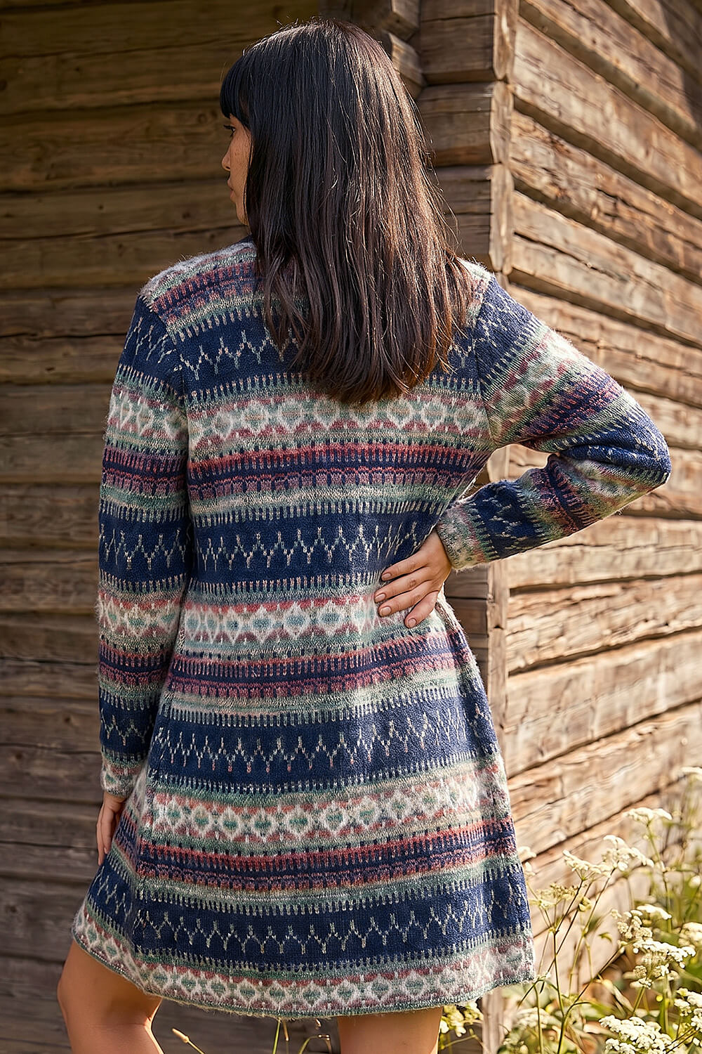 Petite Aztec Longline Cardigan, Image 4 of 4