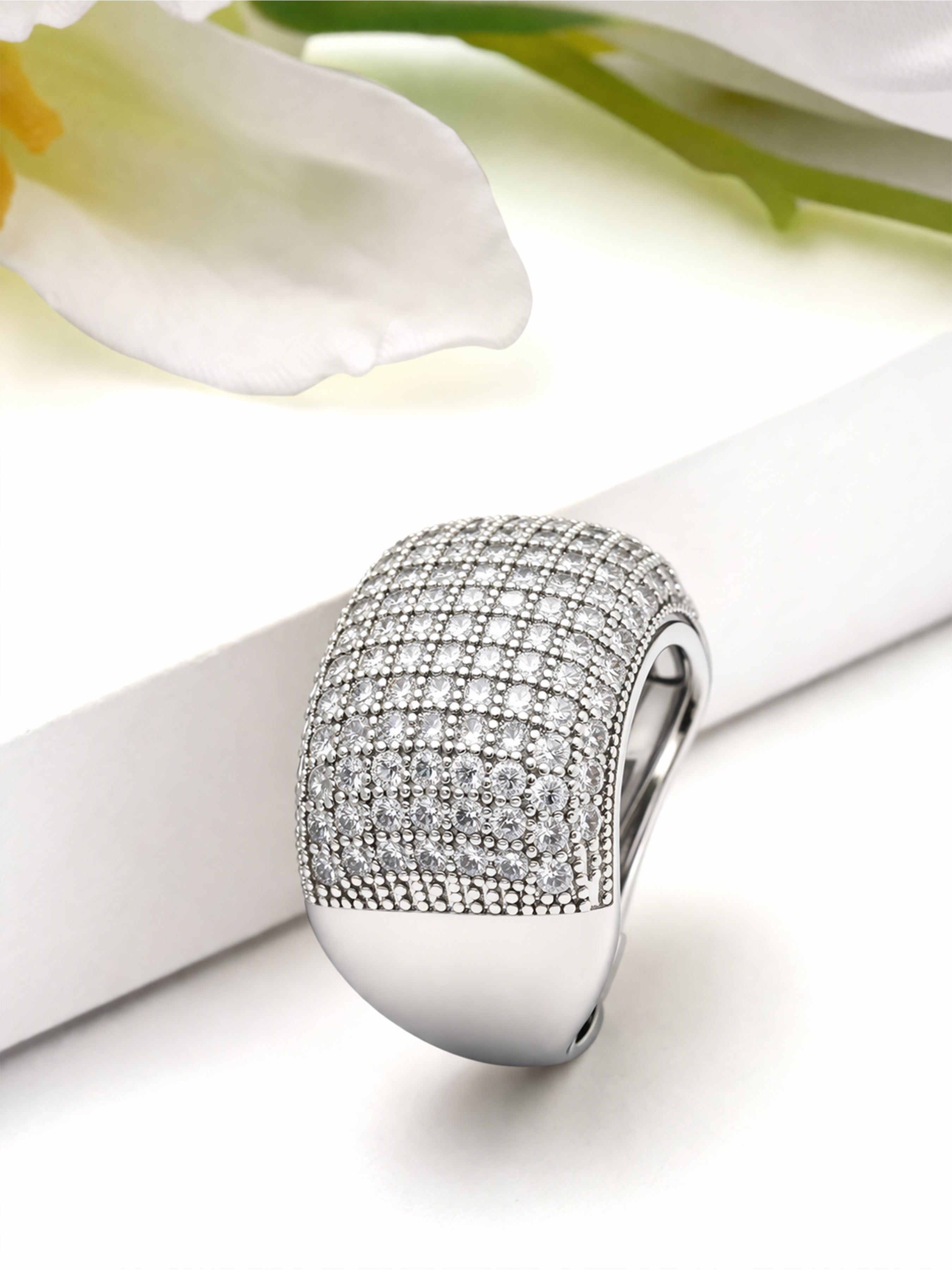 Silver Pavé Dome Statement Ring, Image 5 of 5