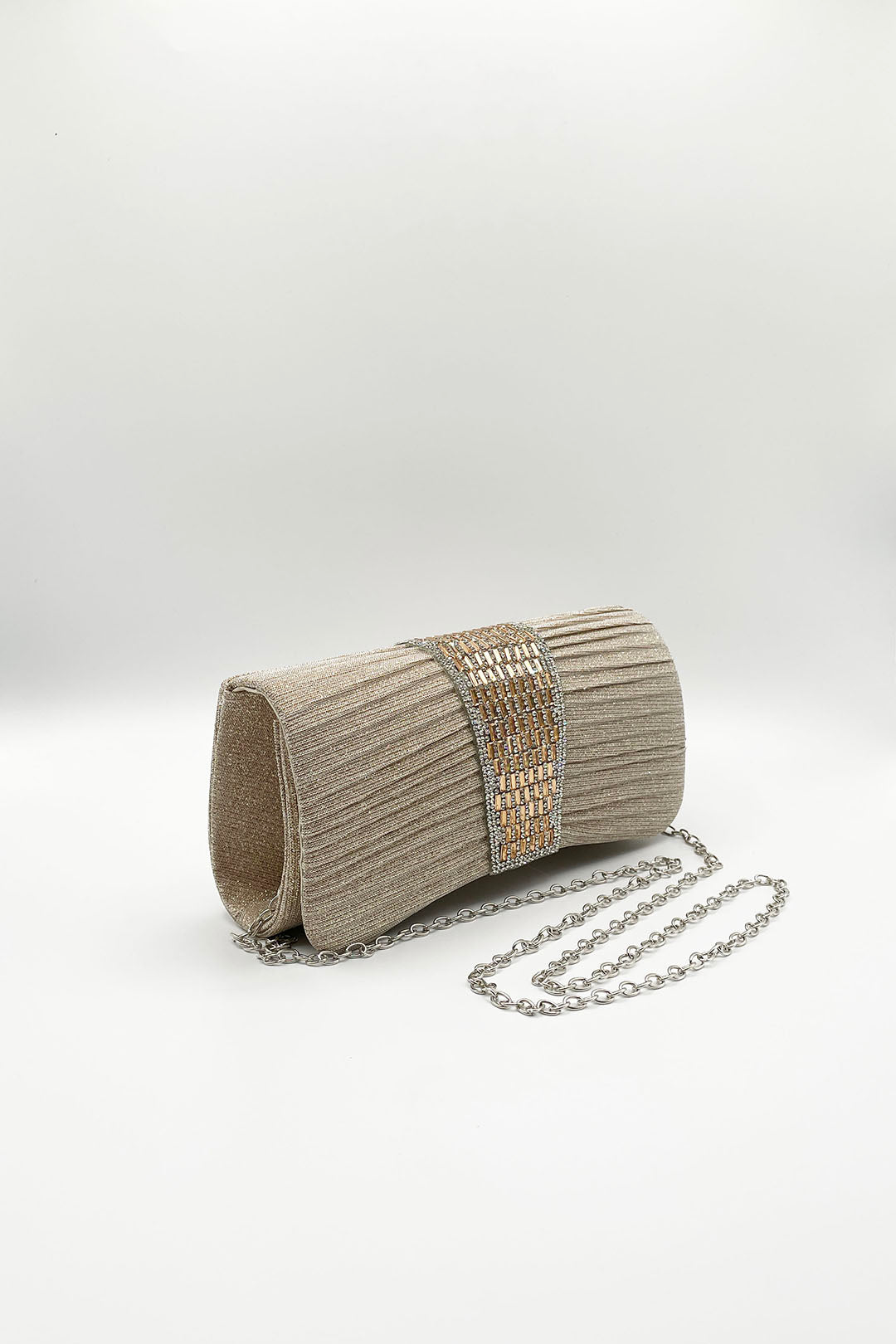 Gold Rhinestone Glitter Clutch Bag, Image 3 of 4