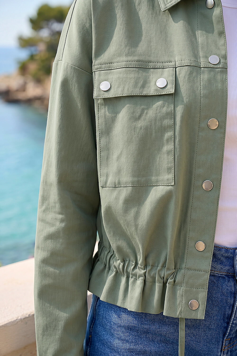 Khaki Utility Collared Pocket Jacket, Image 5 of 4