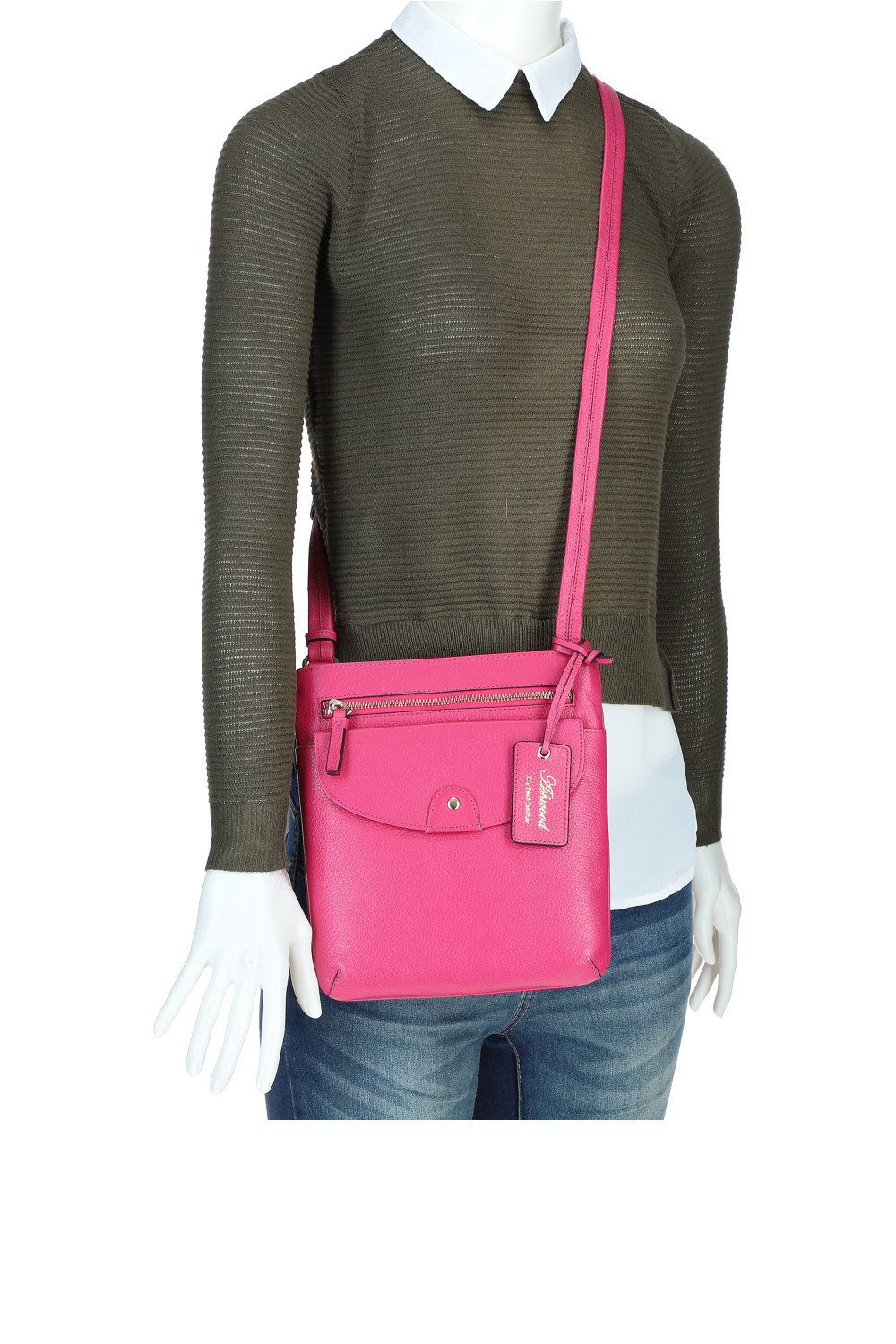 Pink Ashwood Leather Pink 'Five CB' Real Leather Cross Body Bag, Image 5 of 5