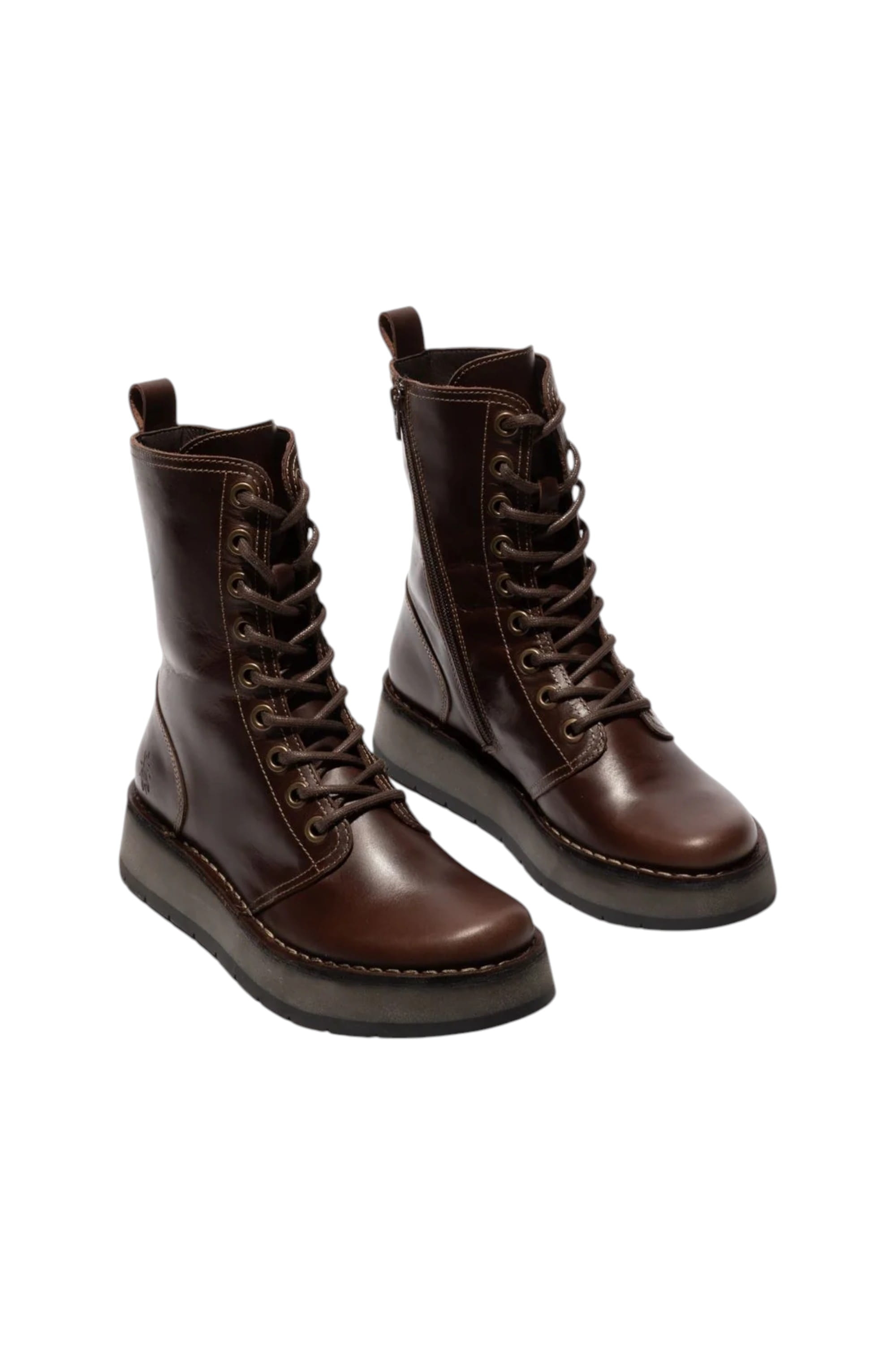 Brown Womens Leather Ankle Dress Boots-RAMI043, Image 2 of 5