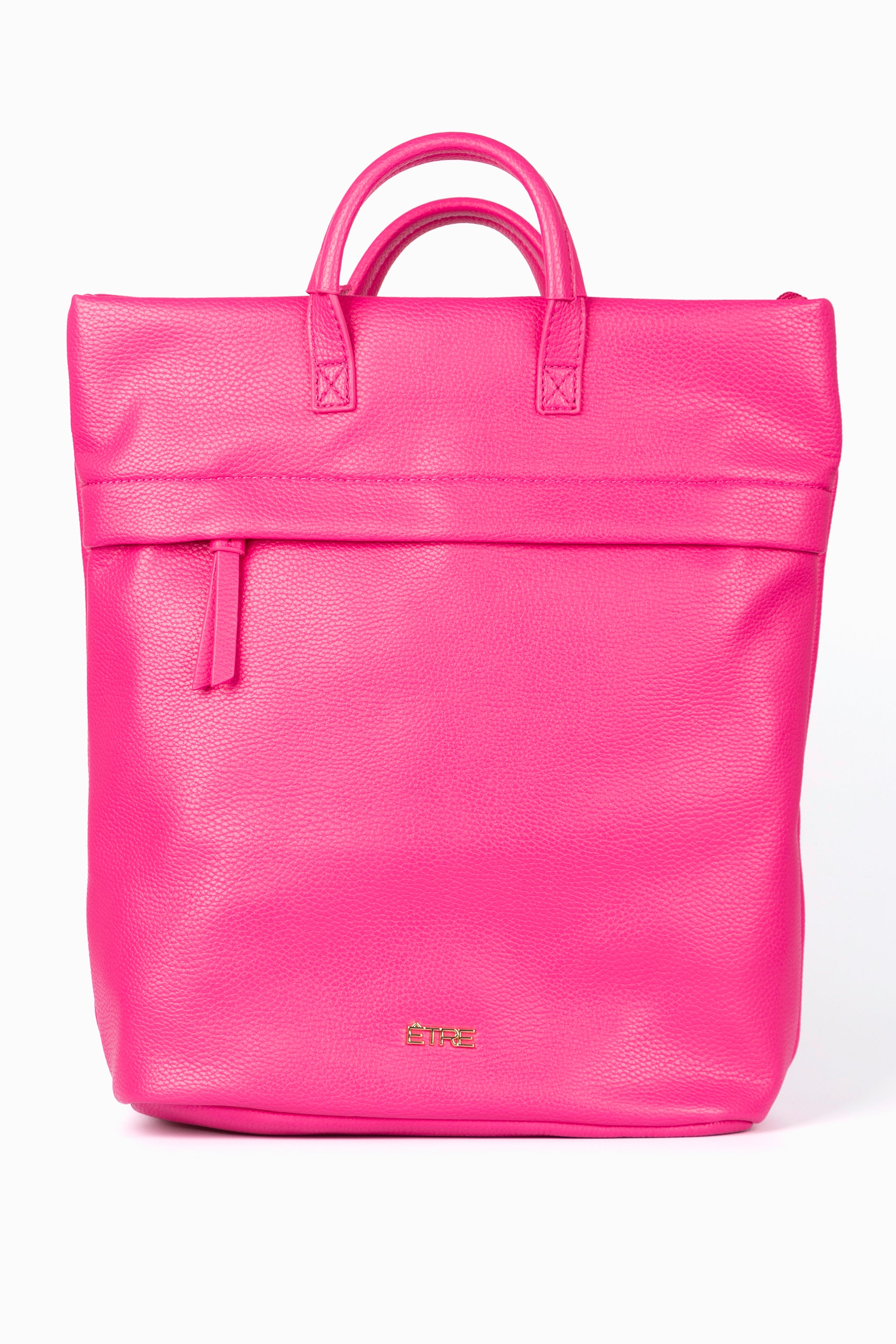 Pink Top Handle Faux Leather Backpack