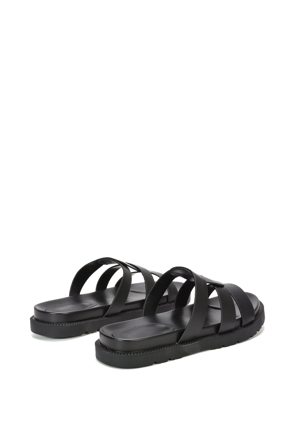 Black XY LONDON Black 'Aurelia' Flat Slider Sandals With Comfortable Footbed, Image 4 of 6