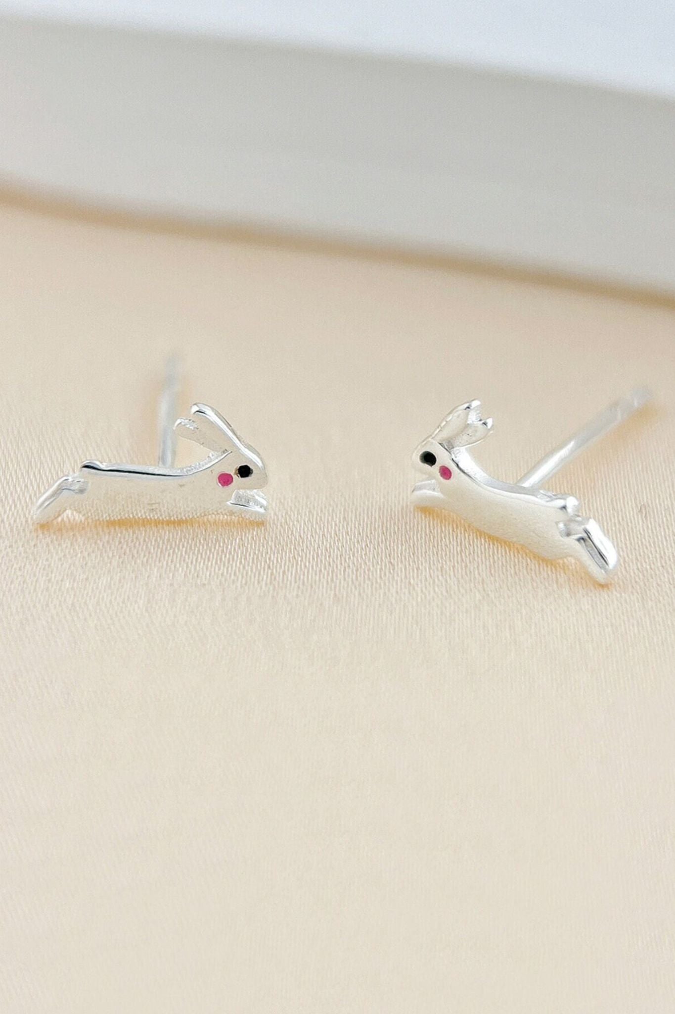 Silver Sterling Silver Bunny Rabbits Stud Earrings, Image 3 of 3
