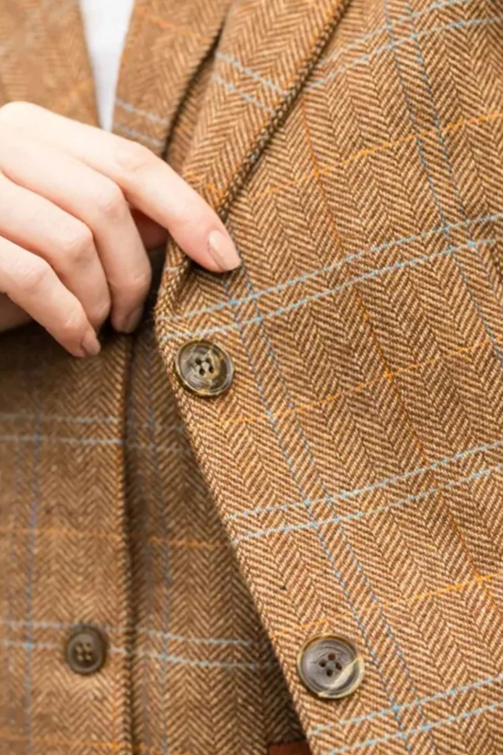 Brown Infinity Leather Brown Tweed Blazer in Herringbone Check, Image 6 of 6