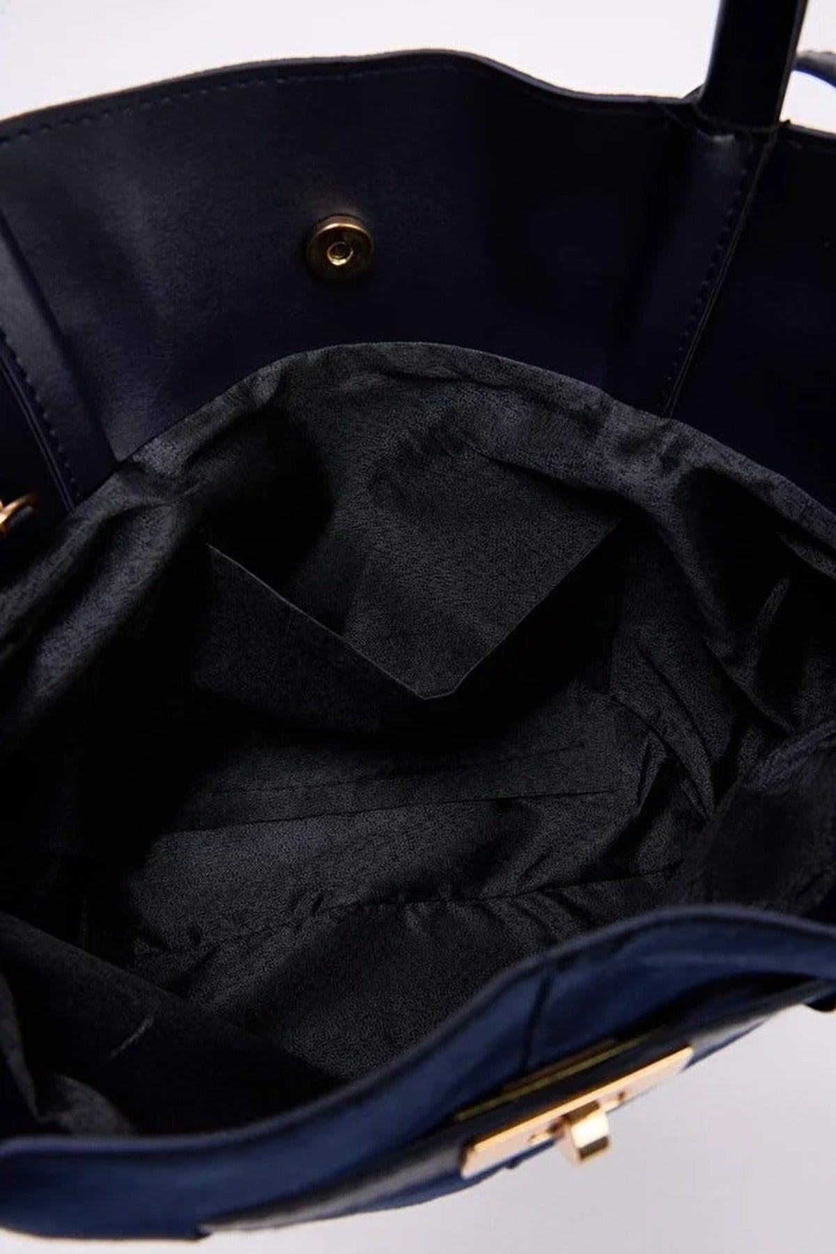 Navy Suede Tote With Soft Handle And Cross-Body Strap, Image 3 of 4