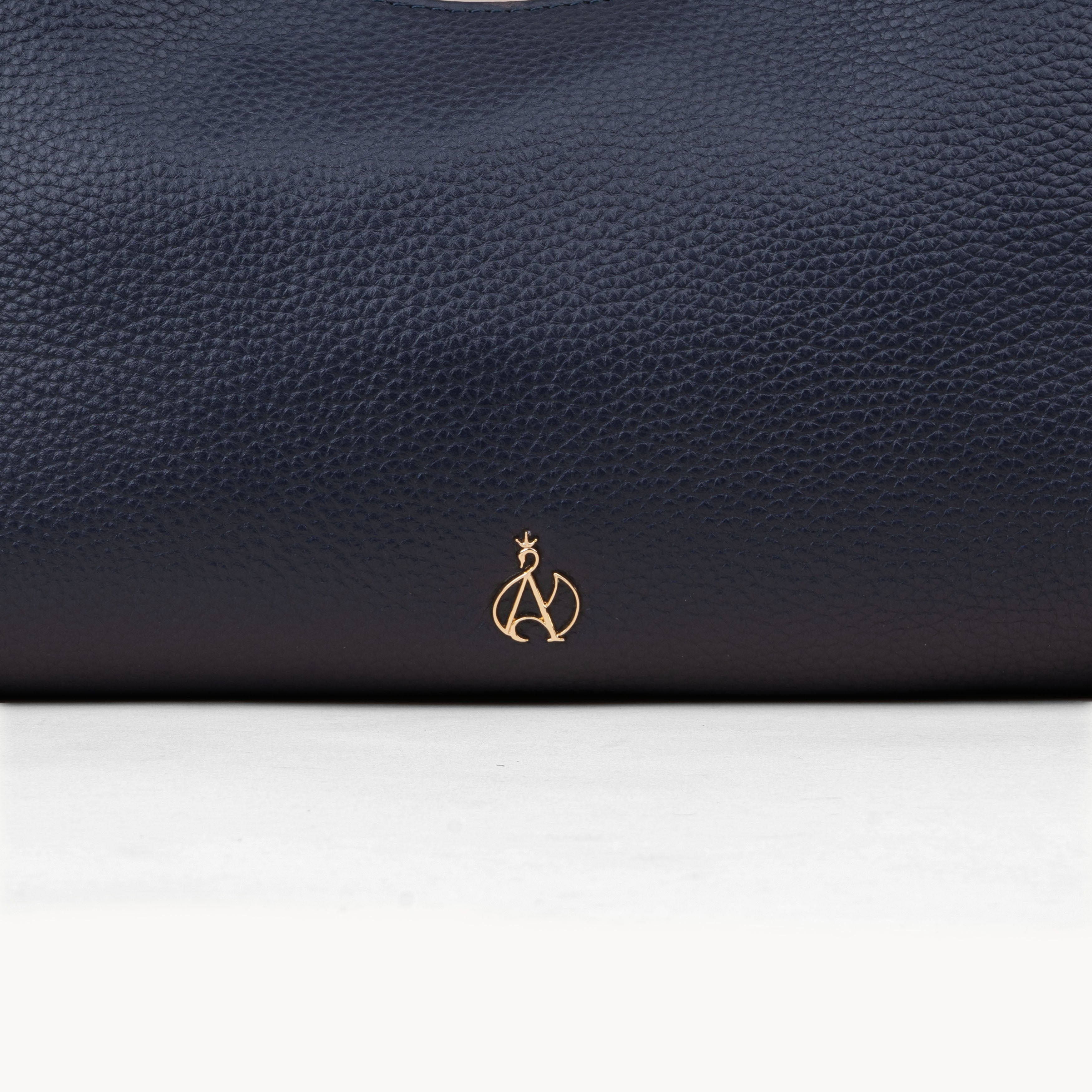 Navy Assots London Navy 'LARA' Pebble Grain Real Leather Shoulder Bag, Image 3 of 6
