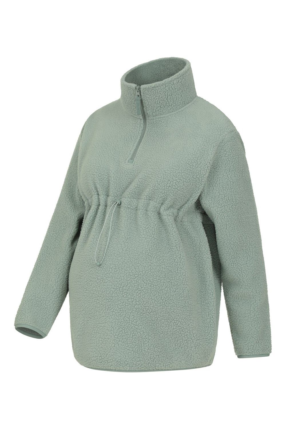 Khaki Cosy Sherpa Half Zip Maternity Fleece Top, Image 4 of 6