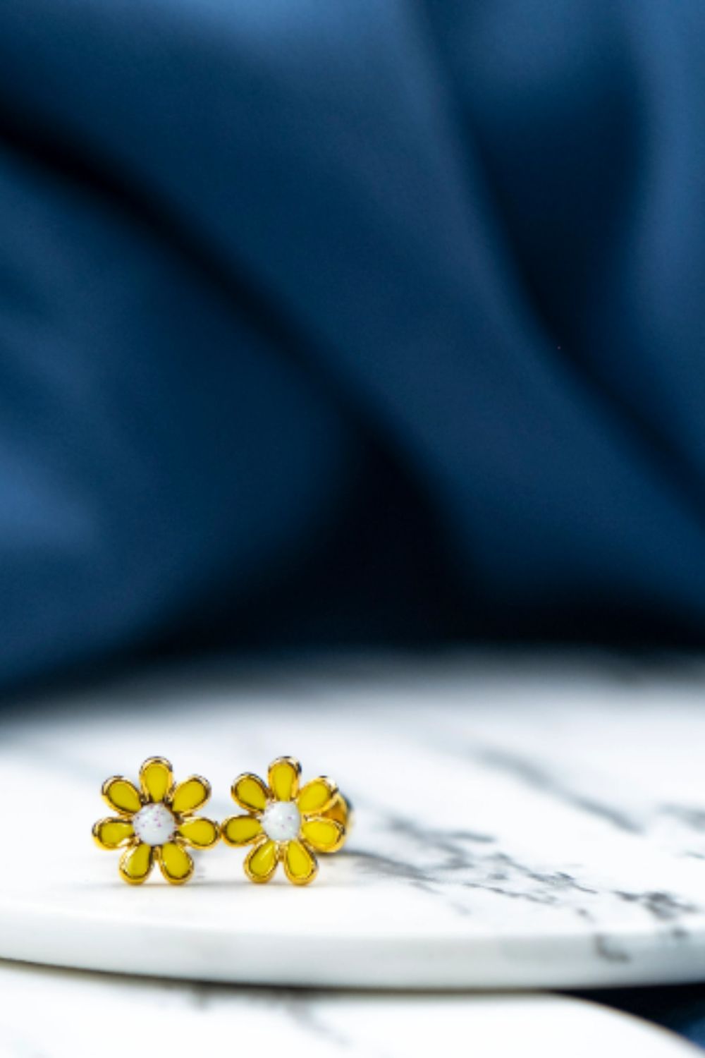 Yellow Stainless Steel Daisy Enamel Stud, Image 1 of 2