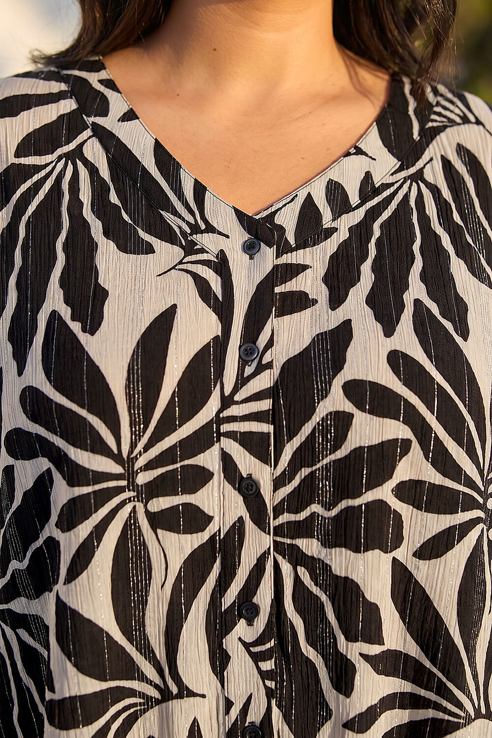 Black Curve Floral Asymmetric Blouse, Image 5 of 4