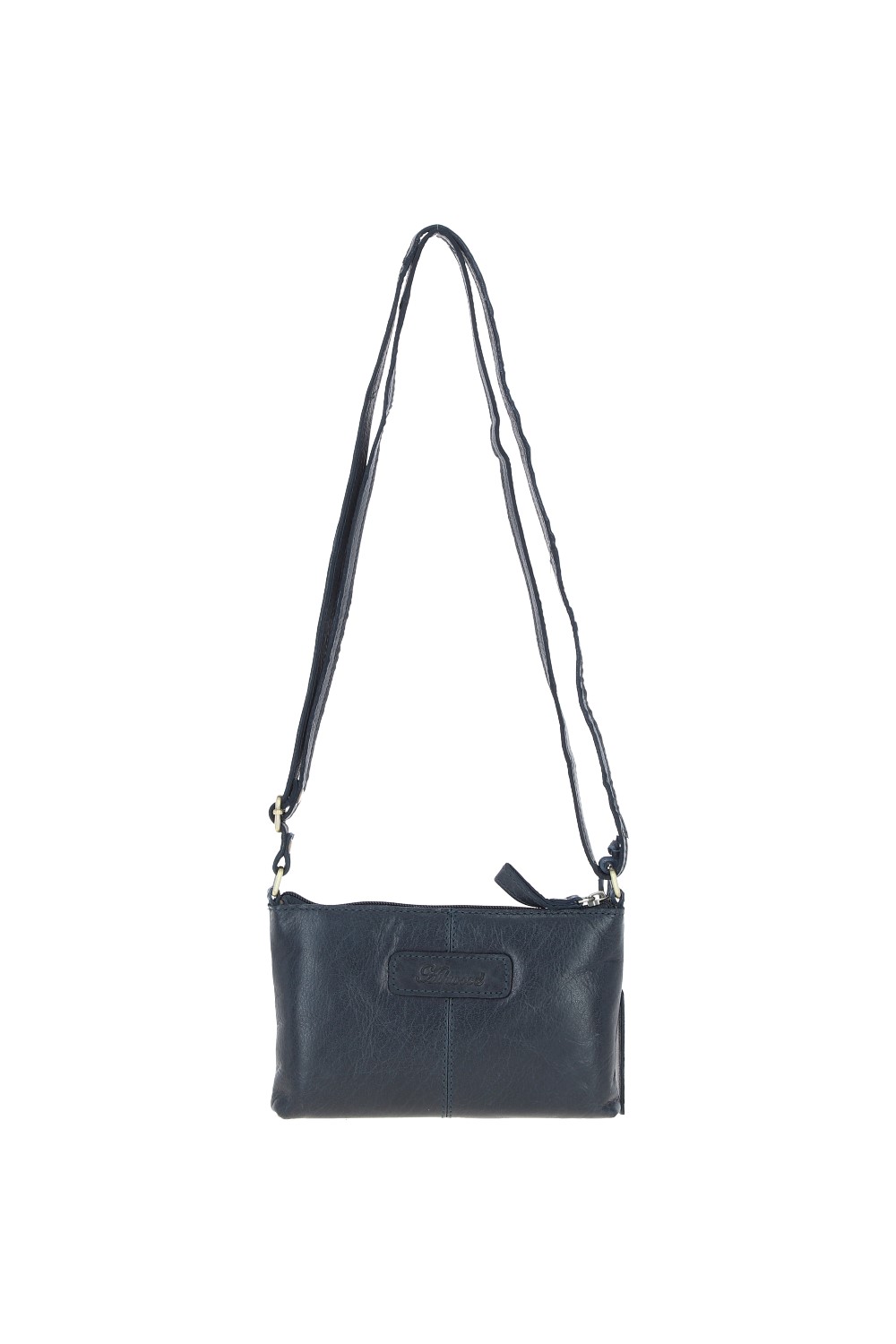Navy Genuine Leather Crossbody Bag, Image 5 of 6