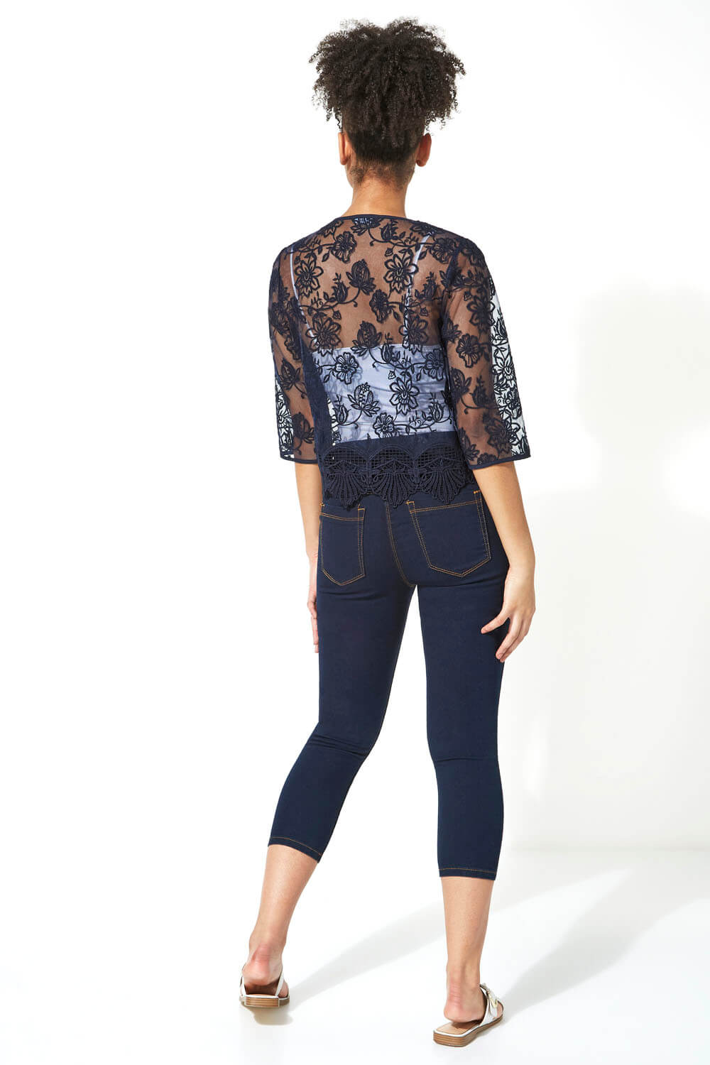 Short Floral Embroidered Lace Jacket, Image 4 of 5